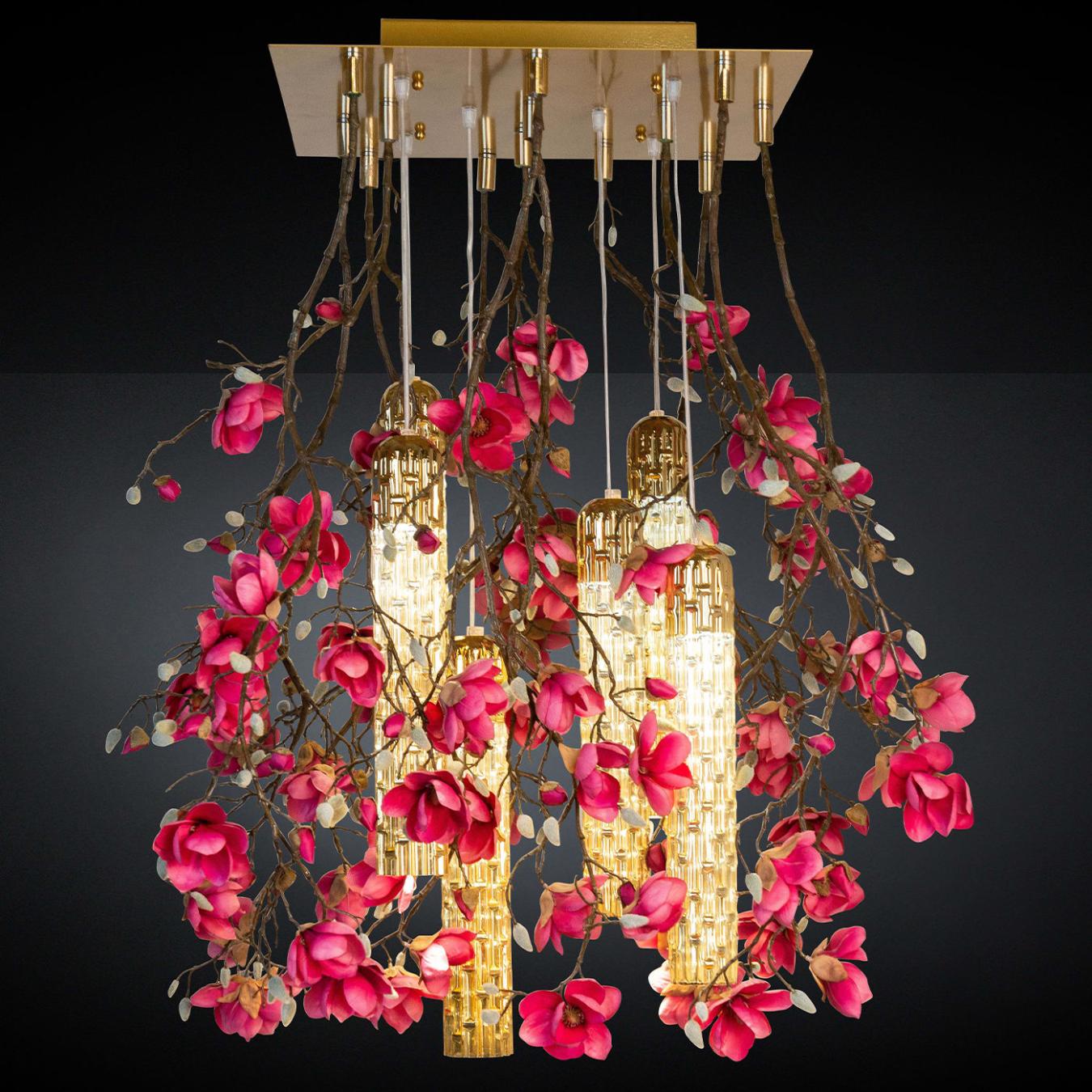 Lustre Quadrado Magnolia Dourado