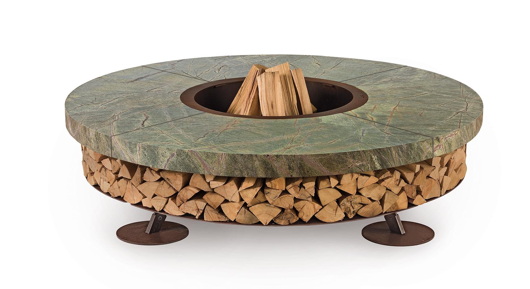 Lareira exterior mármore Ercole | Acabamento: Verde | Dimensões: Ø 150 cm