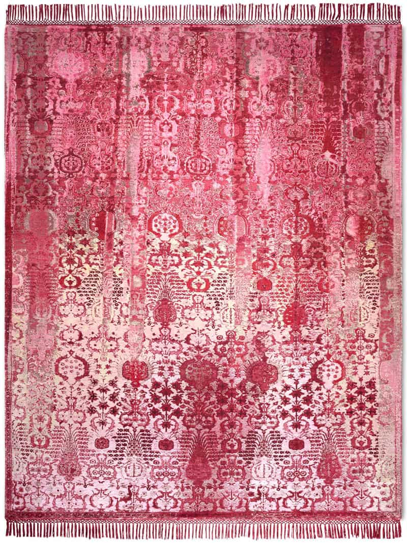 Tapete Luxuoso Woods Strawberry Anodado à Mão