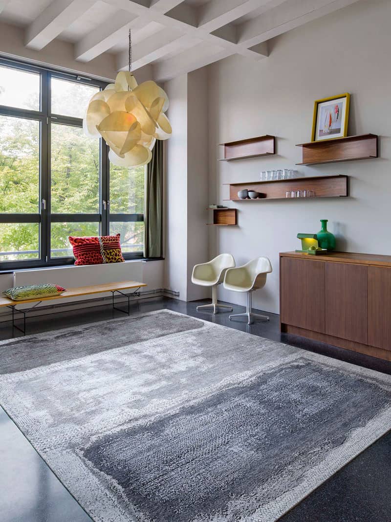 Tapete Silver White Cinzento Tecido à Mão