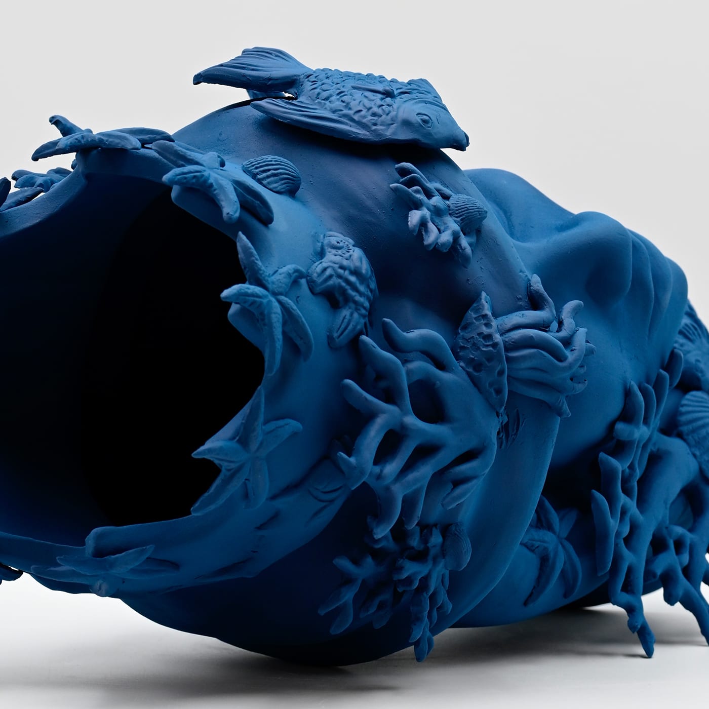 Escultura artesanal Moor's Head azul-real