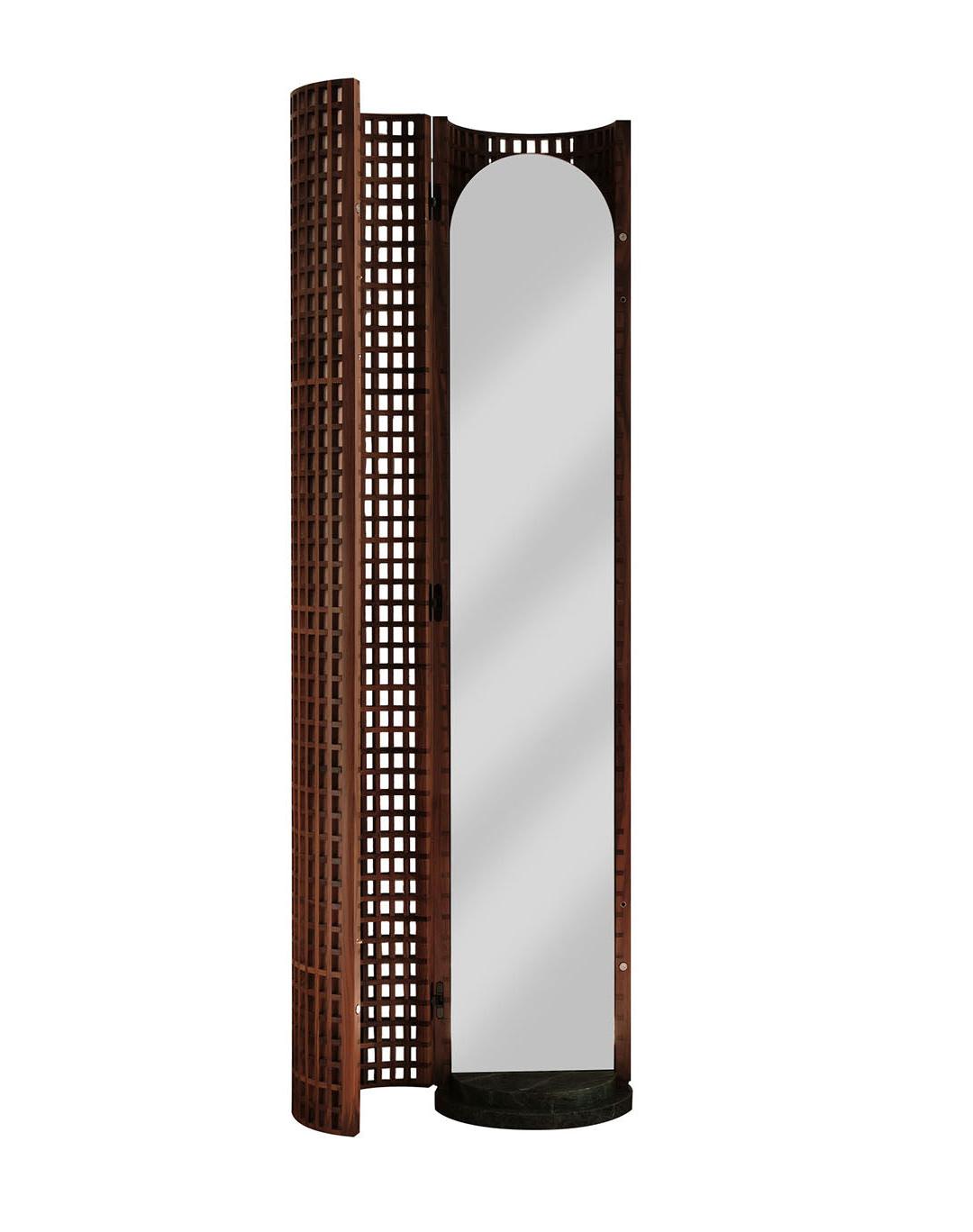 Espelho de chão nogueira e mármore