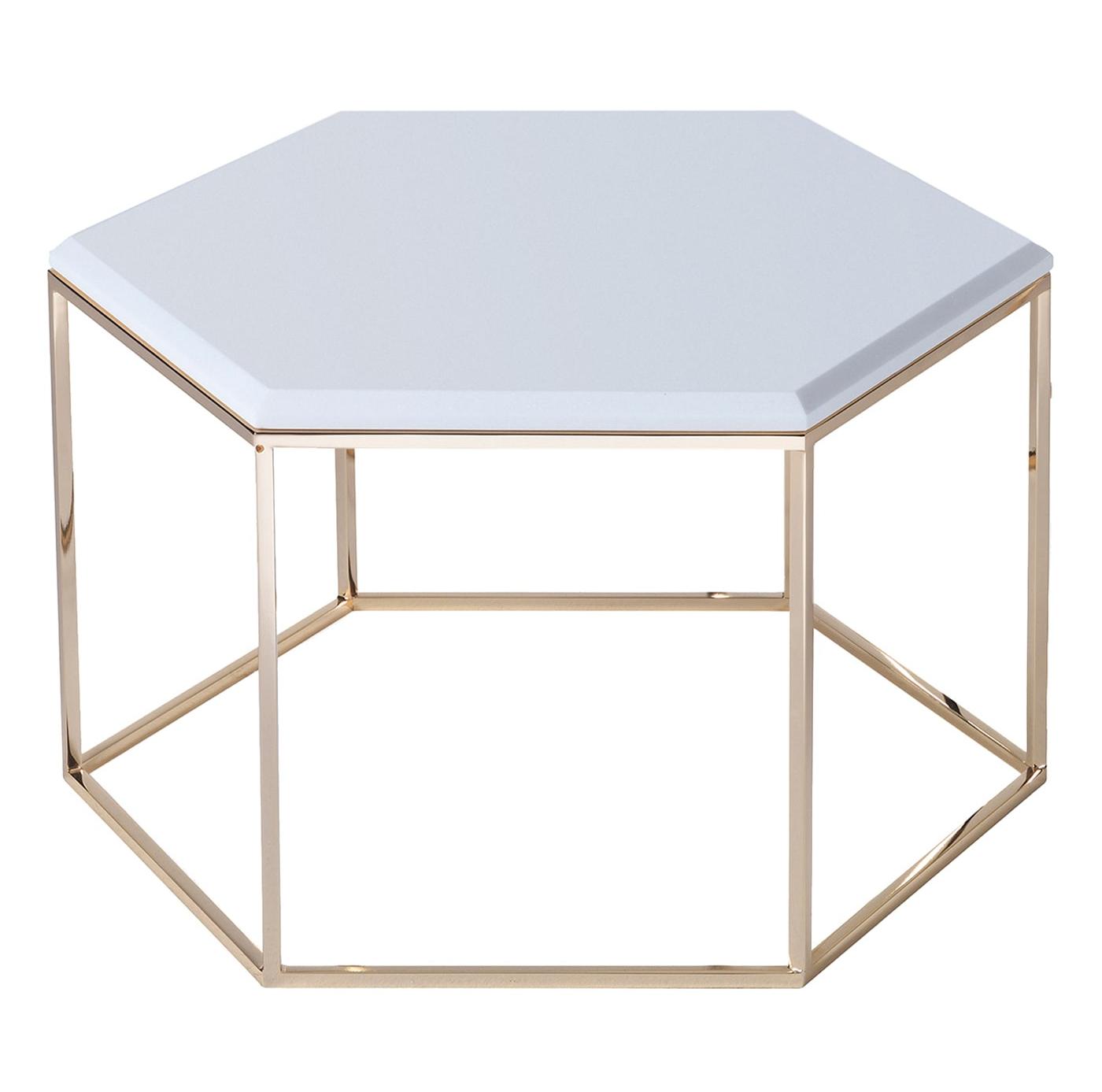 Mesa de Centro Hexagonal com Tampo em Mármore