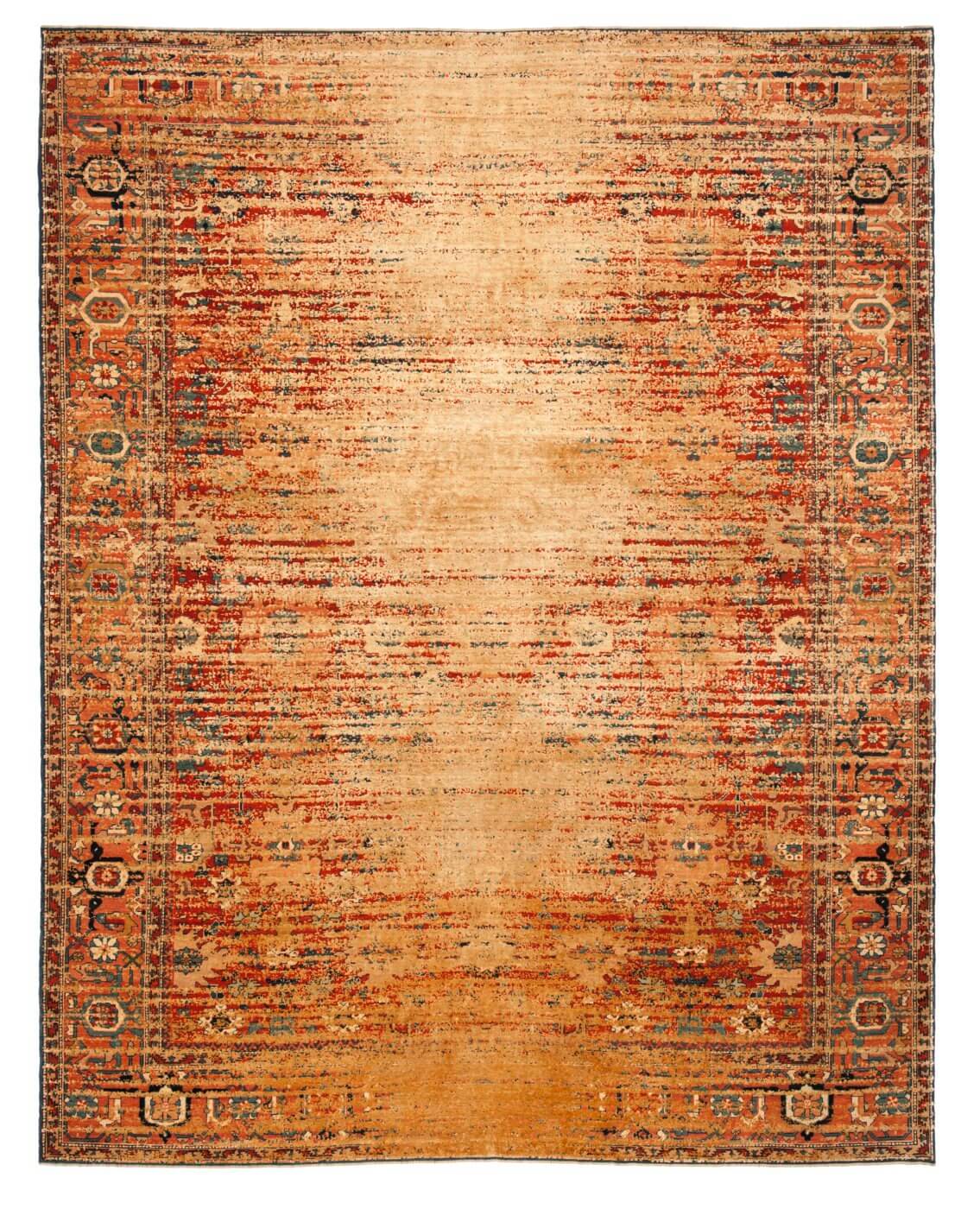 Tapete Seda Bidjar Kingscross Stomped Reverse Vermelho Ouro | Tamanho: 200 × 300 cm