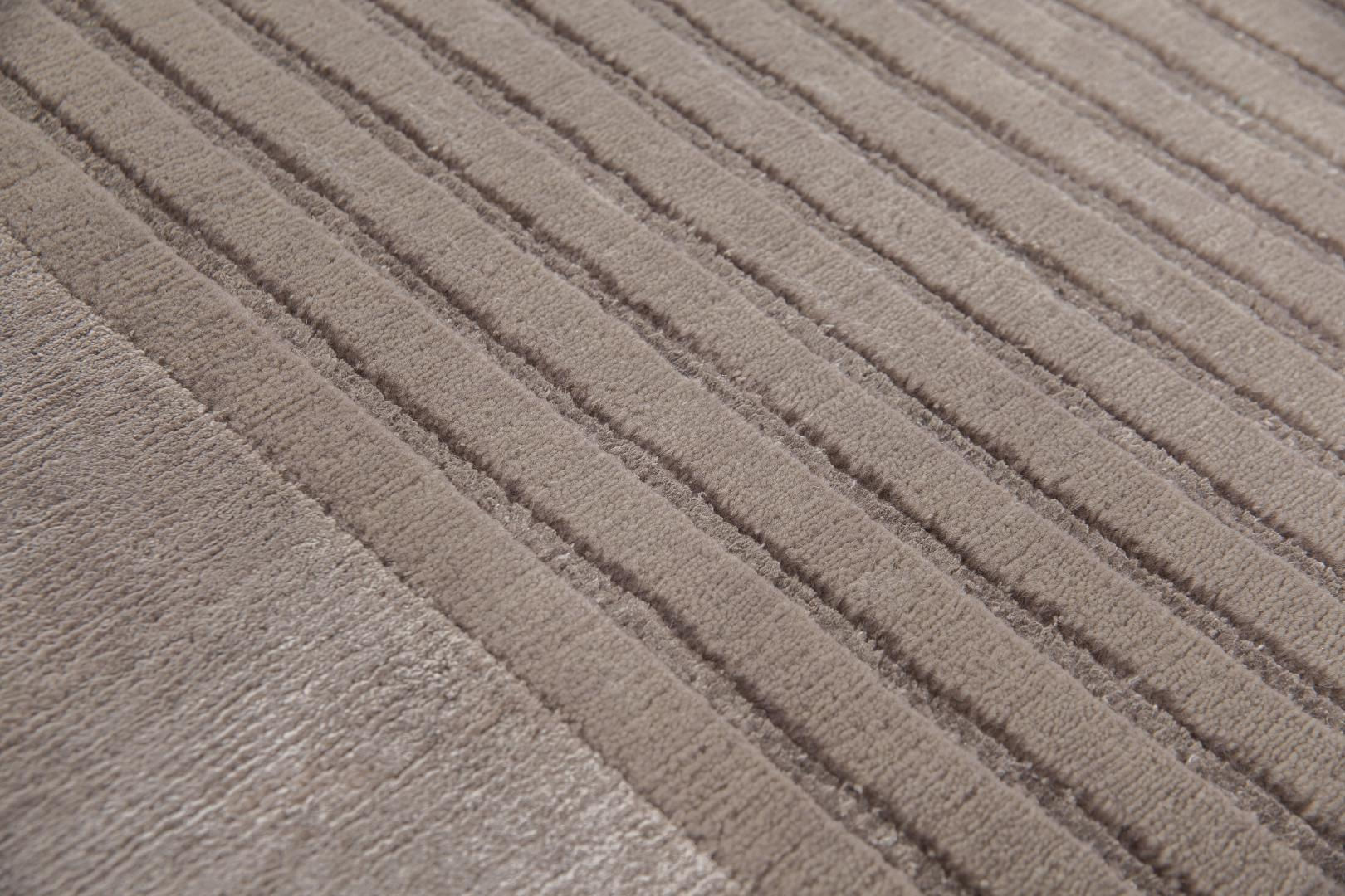 Tapete Feito à Mão Moldura Bege Lã e Viscose