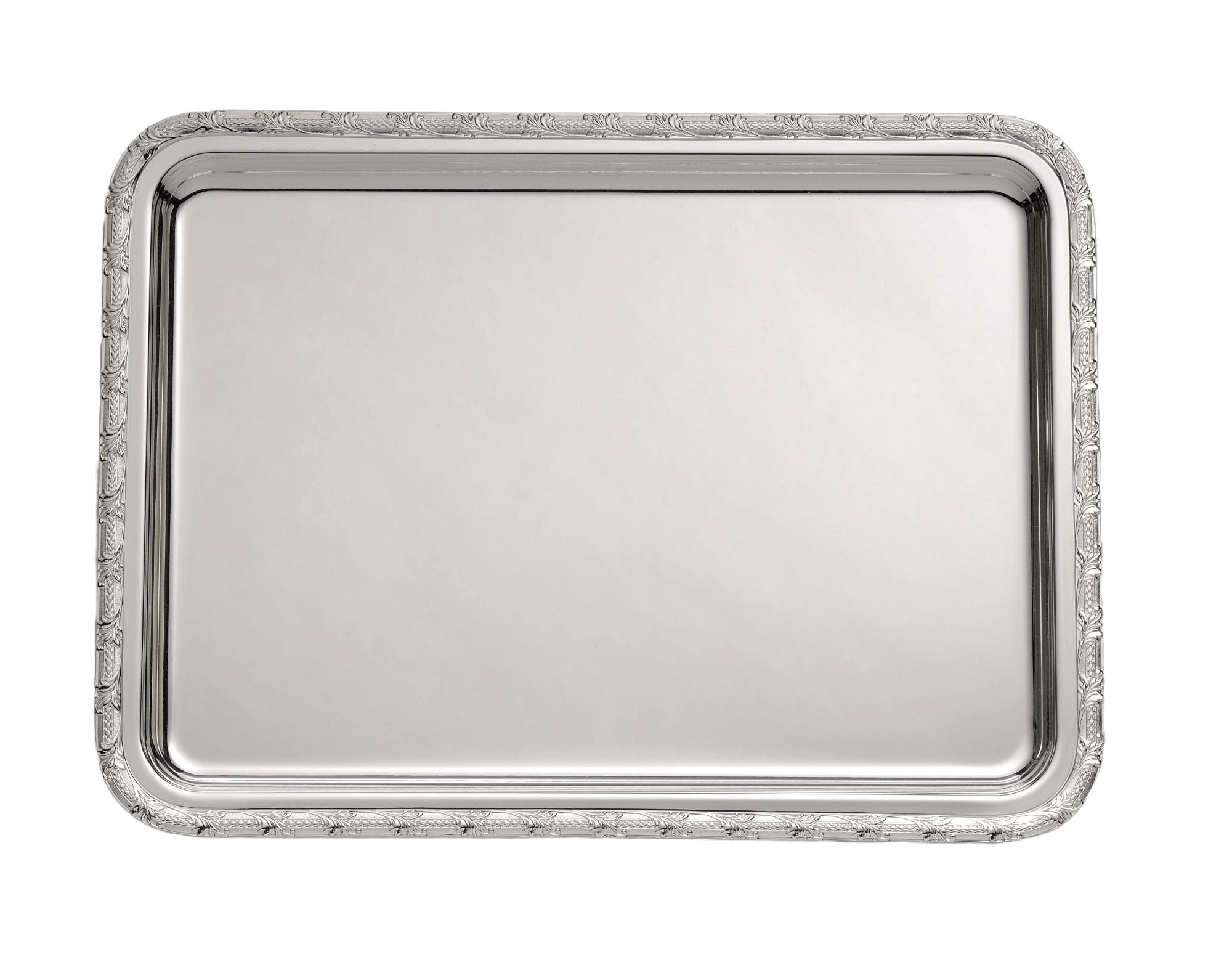 Bandeja retangular Real prateada | Dimensões: 34 × 47 cm