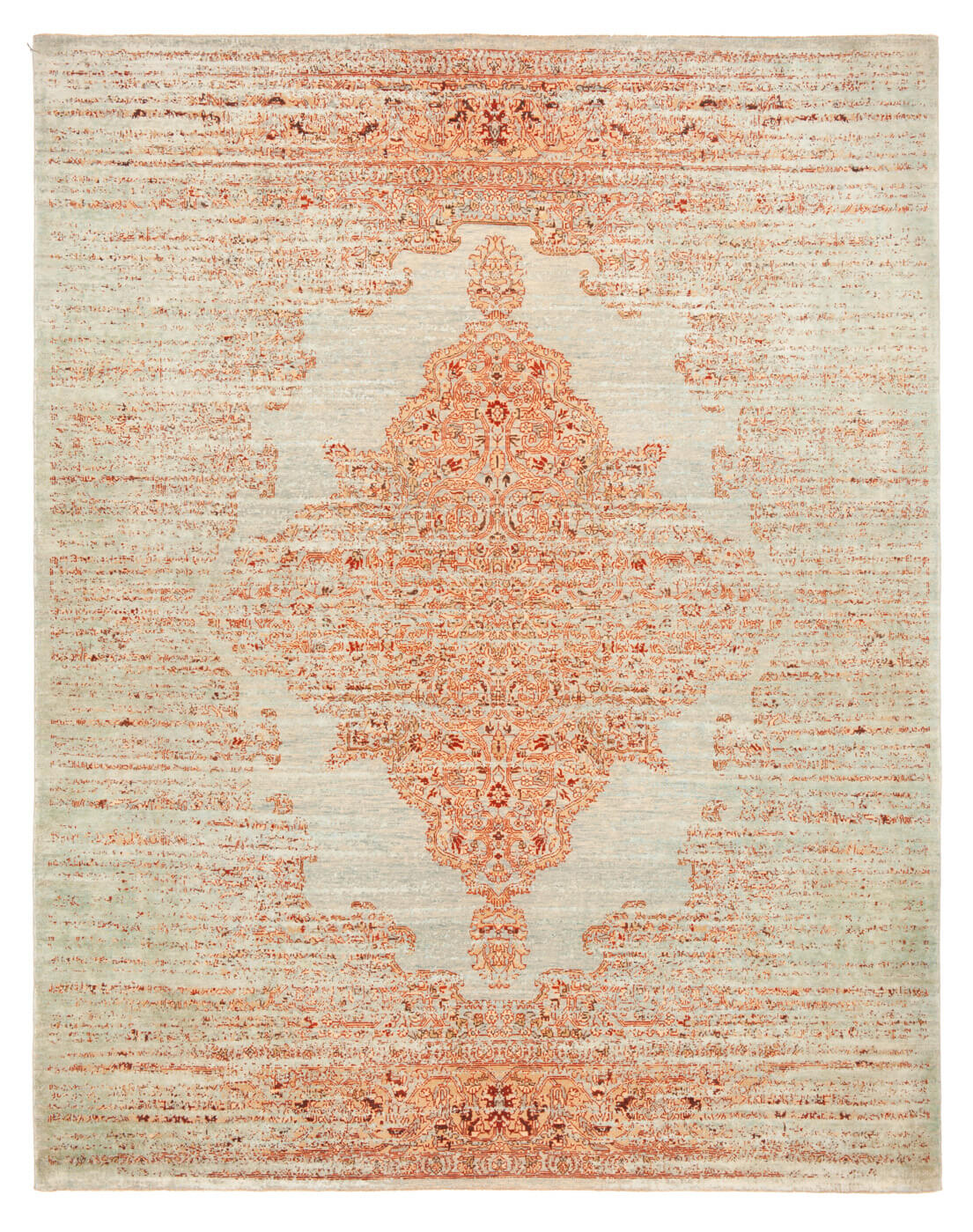 Tapete Tabriz Fashion Stomped Azul-Bebé Seda | Tamanho: 300 × 400 cm