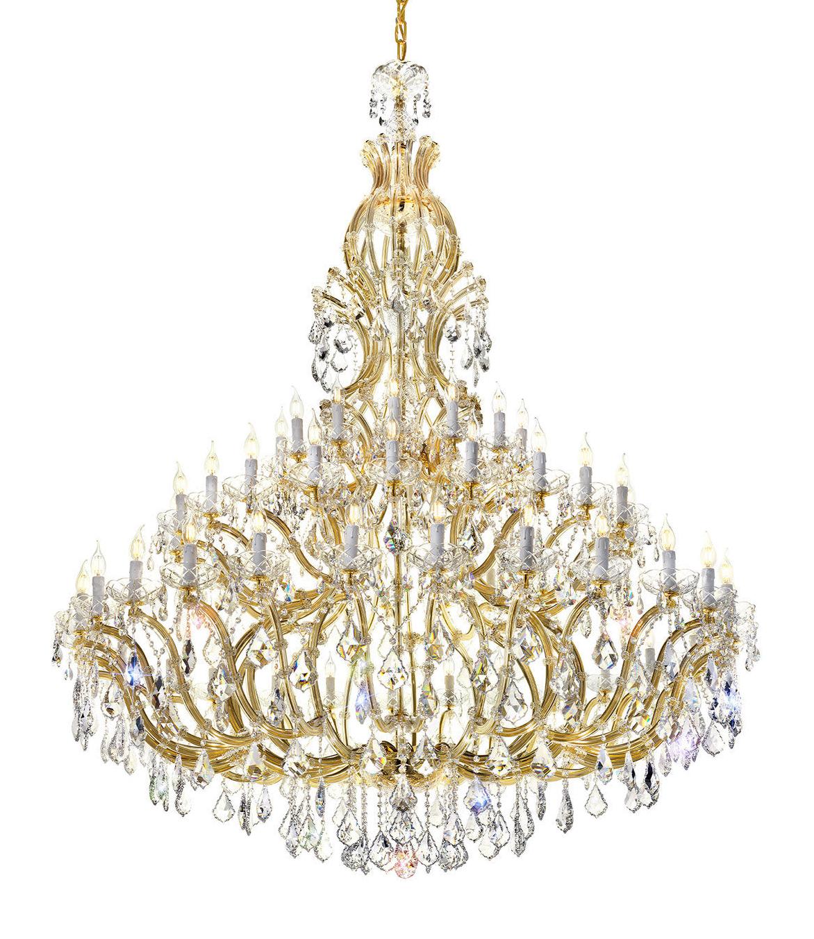 Lustre Mariateresa em Cristal com Acabamento Dourado