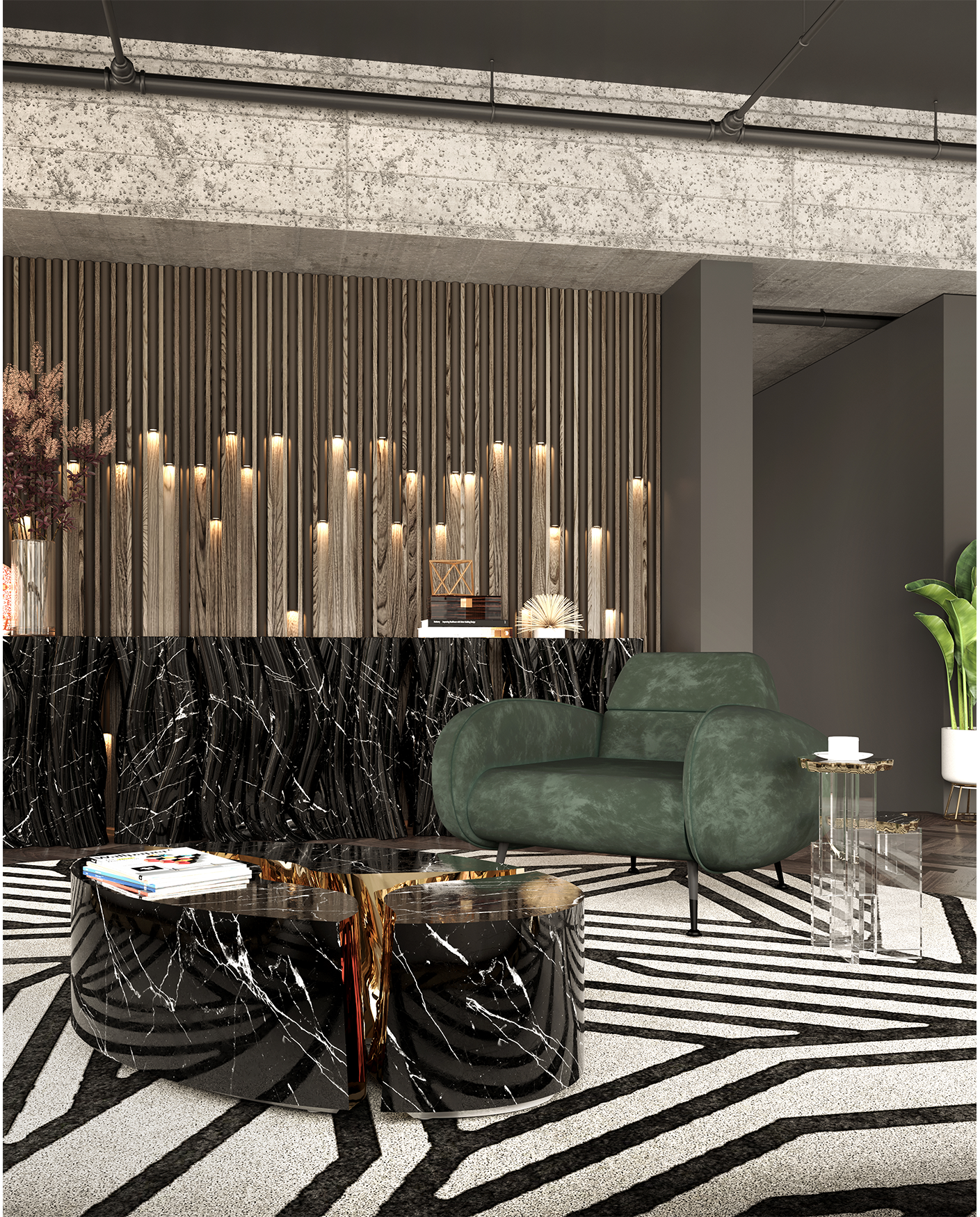 Aparador Monochrome falso mármore premium