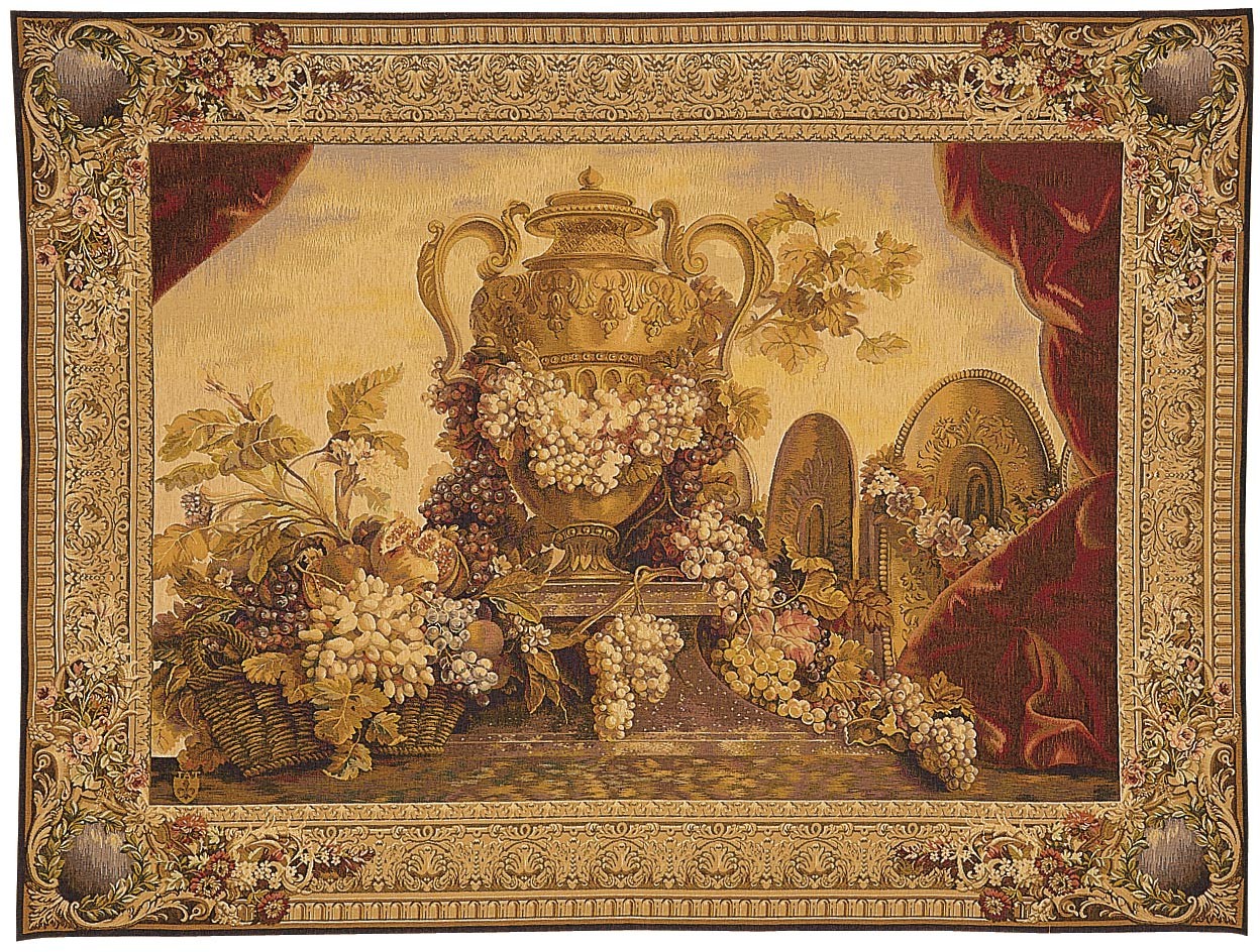 Tapeçaria vaso e uvas | Tamanho: 110 × 150 cm