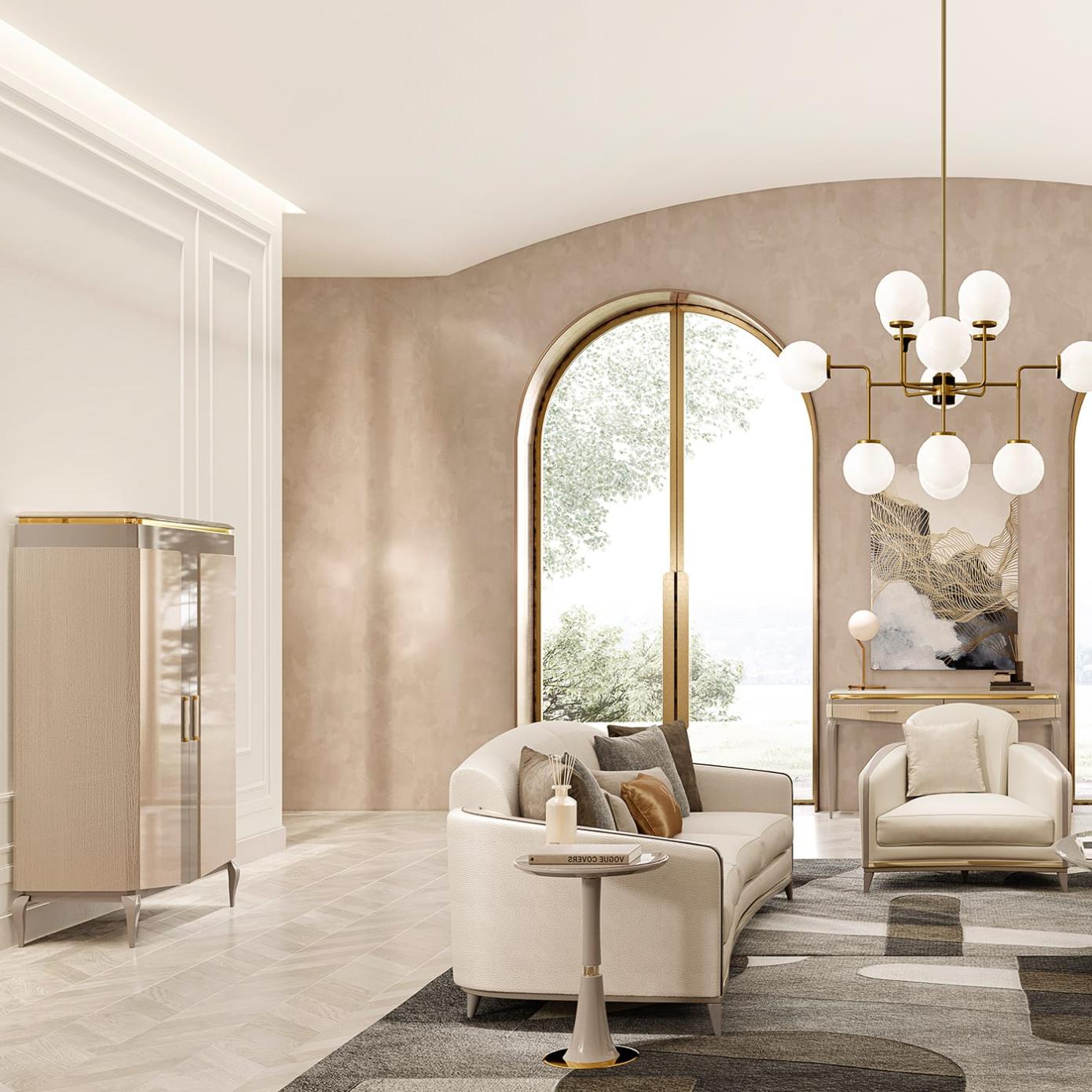 Sofá Bege 3 Lugares Elegance | Configuração: Sem almofadas