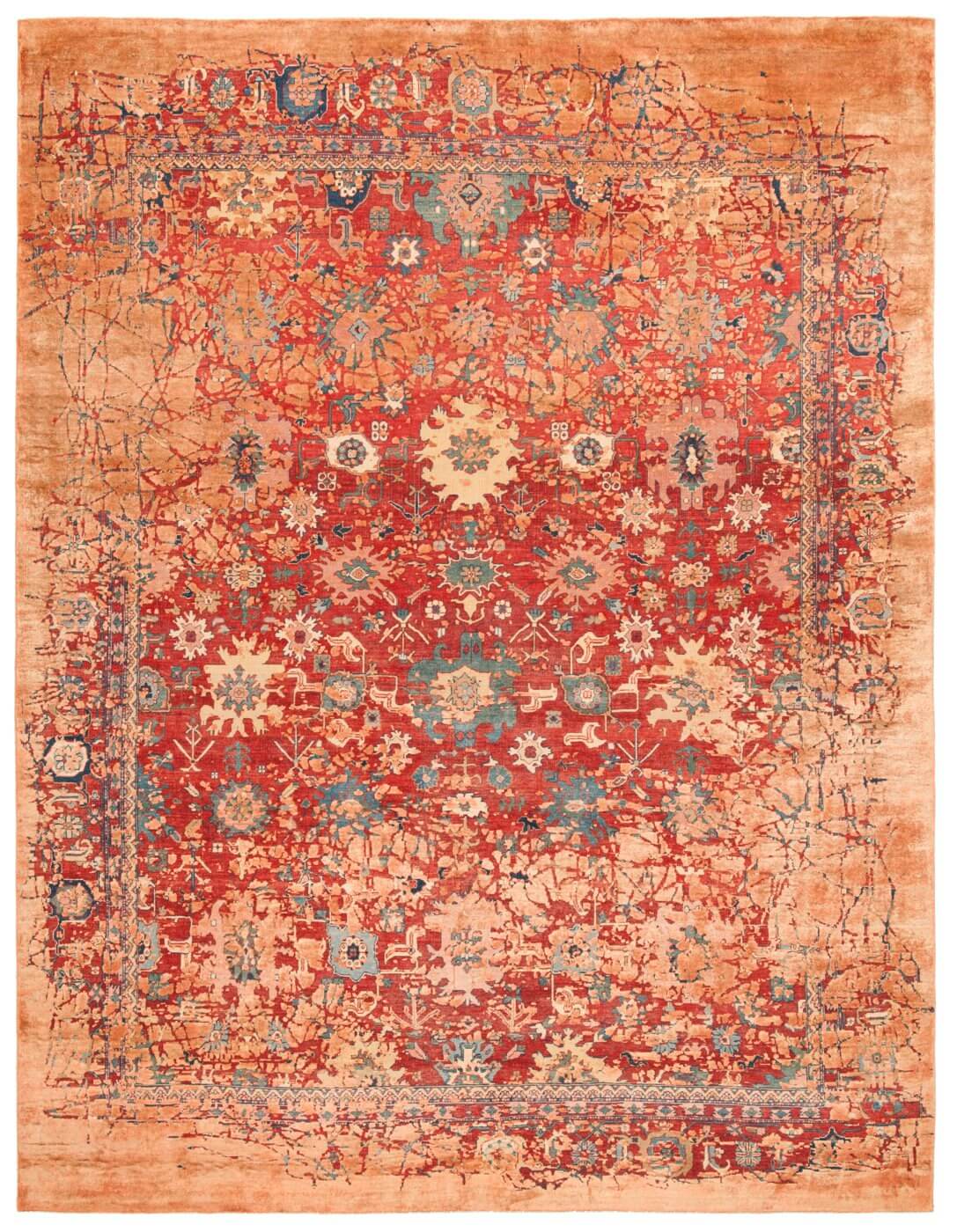 Tapete Seda Bidjar Kingscross Pleasure Vermelho Laranja | Tamanho: 200 × 300 cm
