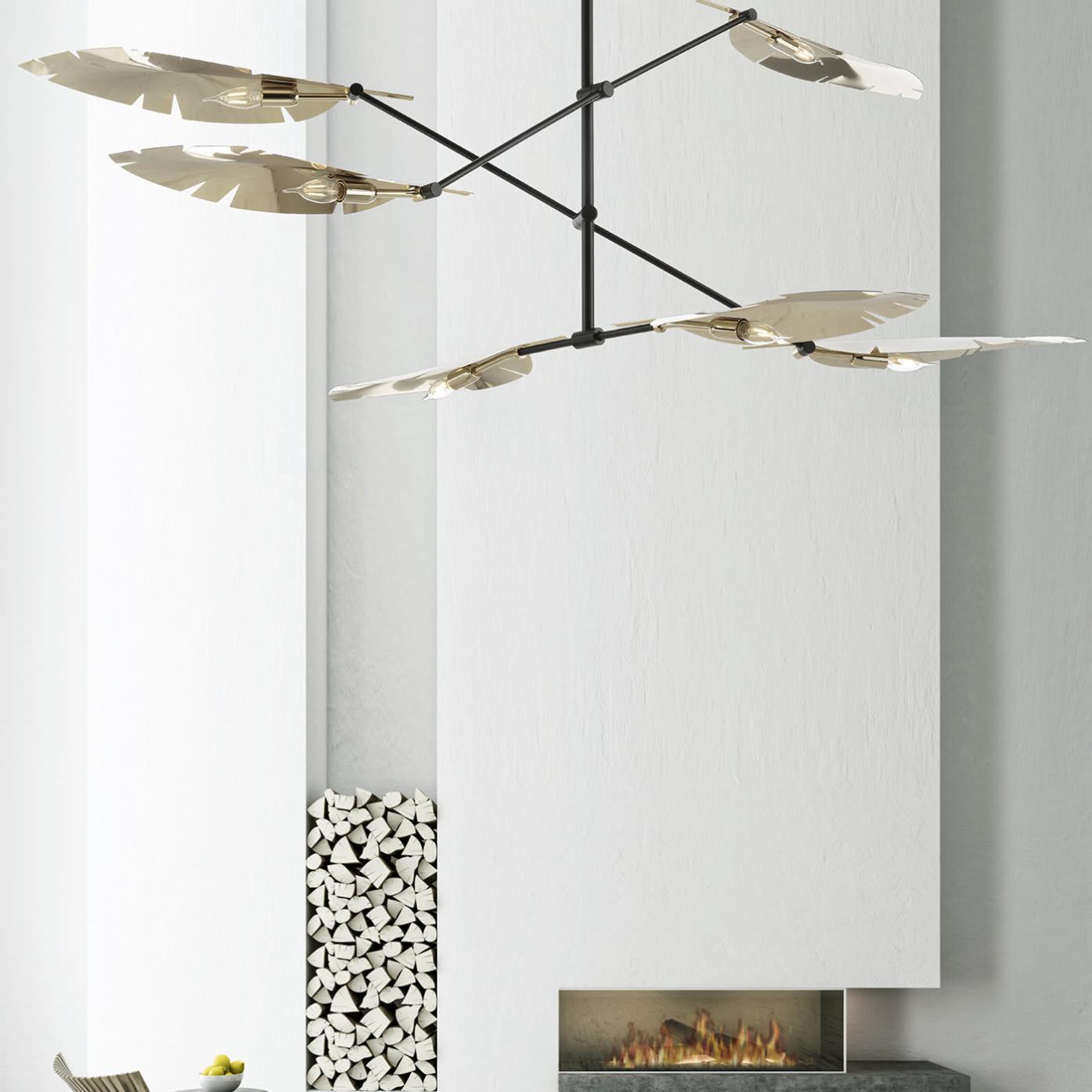 Lustre Leaf em Ouro Suave e Preto com Mármore Carrara