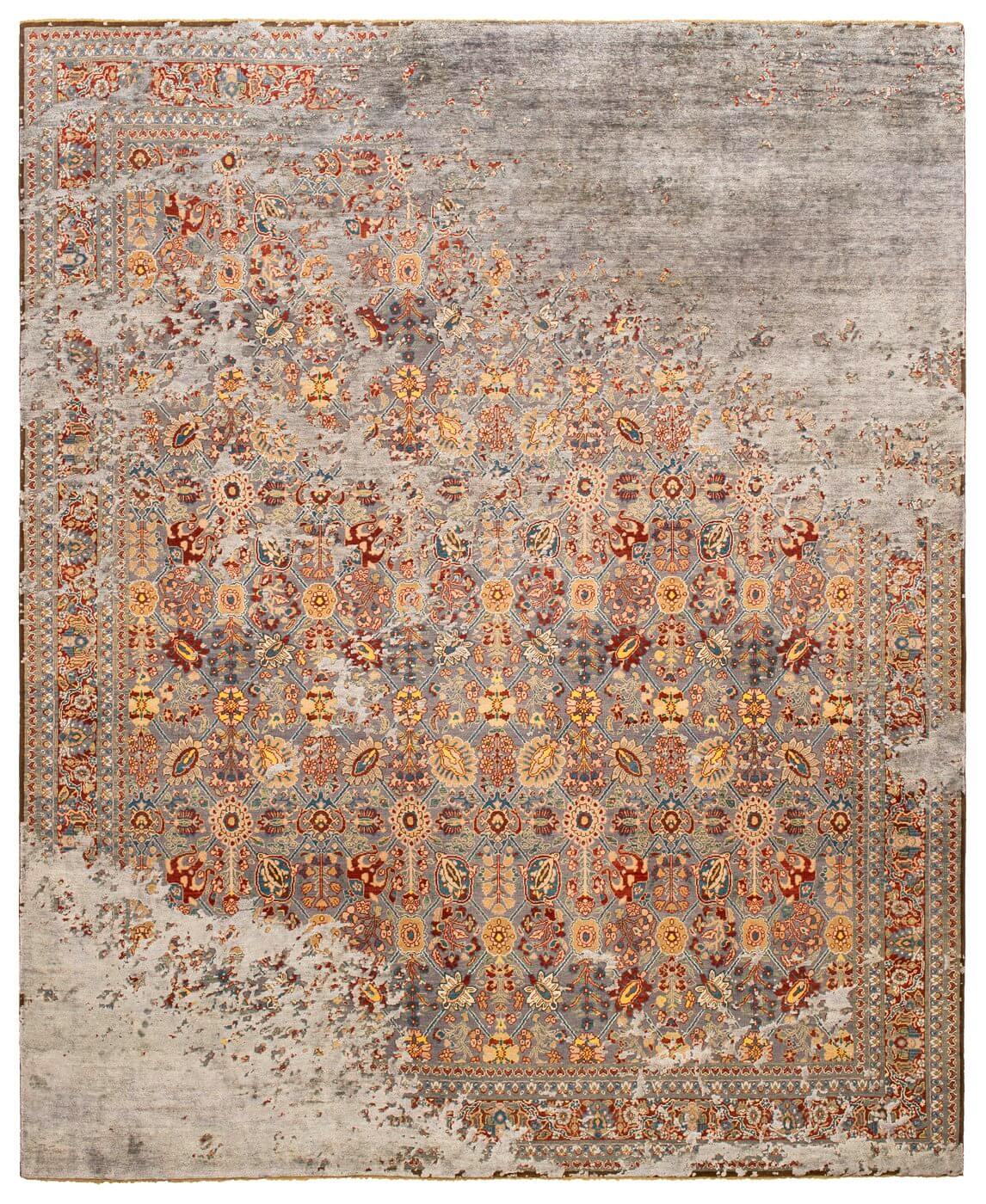 Tapete Tabriz Canal Raved Cinzento Cinzento-Escuro Seda | Tamanho: 300 × 400 cm