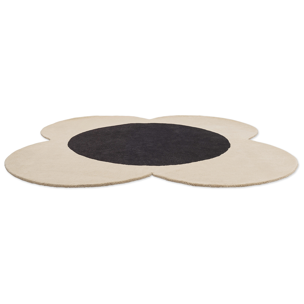 Tapete Designer Lã Flower Spot Cru/Preto | Tamanho: Ø 150 cm