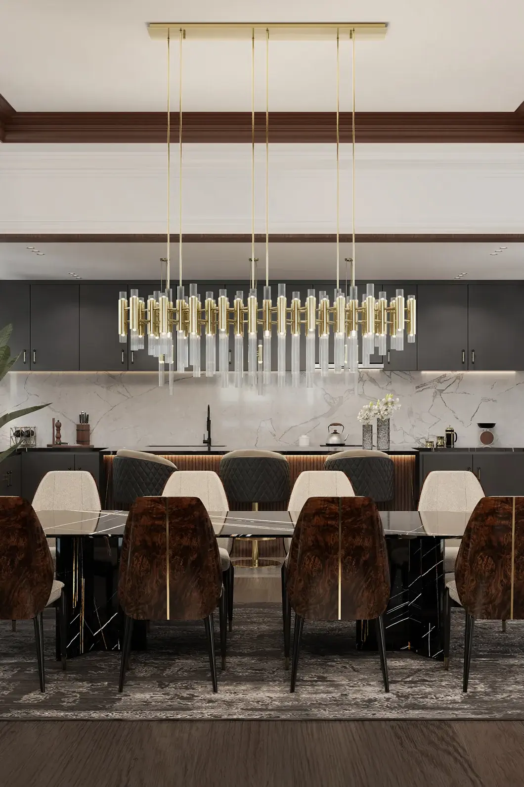 Candeeiro suspenso retangular cascata - 6