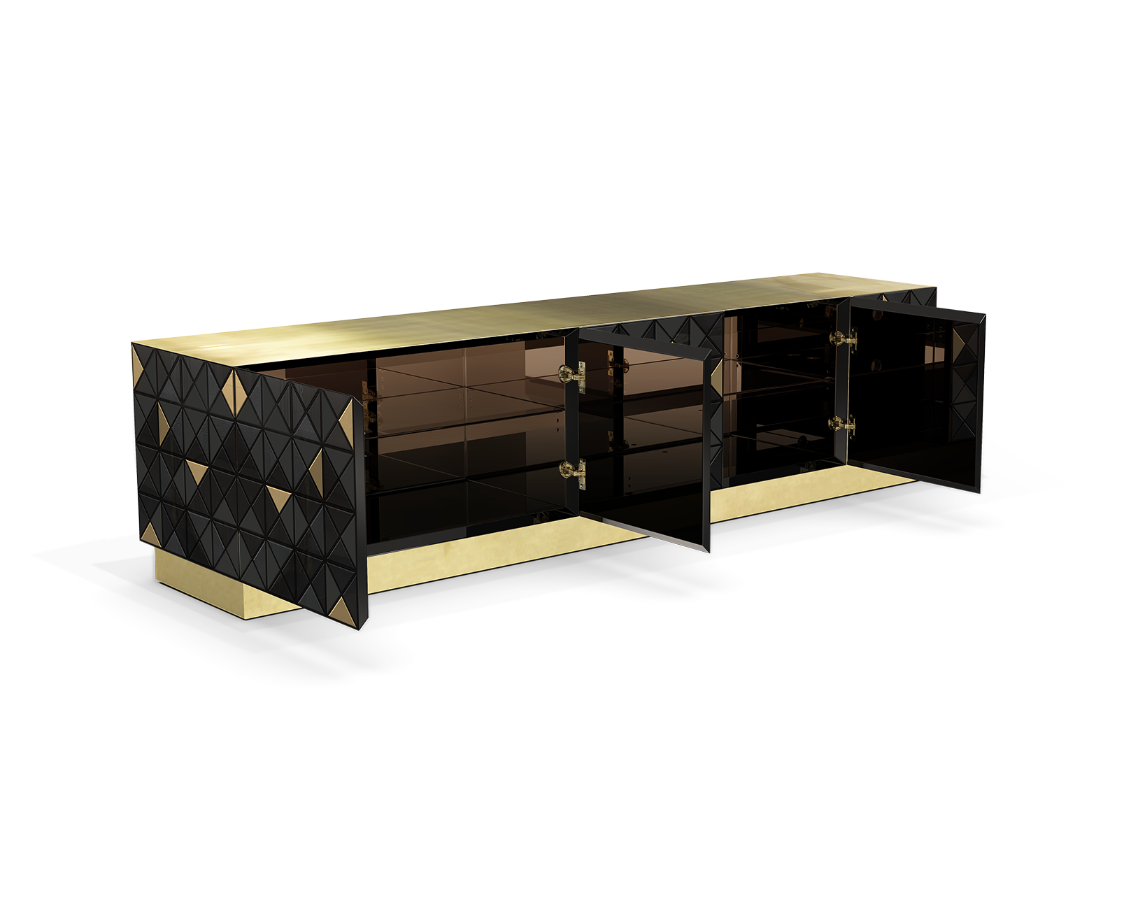 Móvel TV Preto Dourado Mosaic