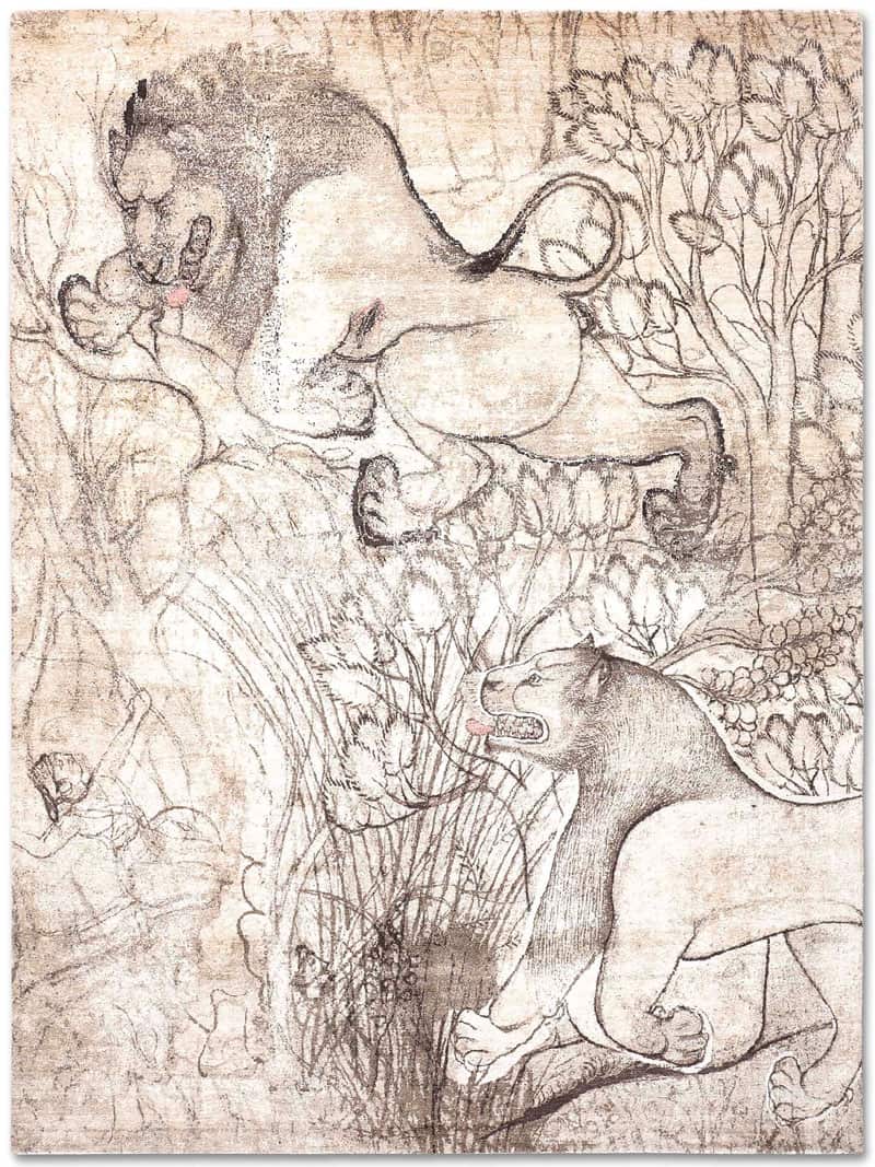 Tapete Two Lions Tecido à Mão