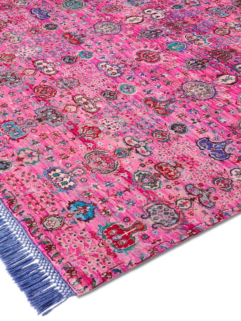 Tapete Isfahan Rosa Feito à Mão Luxury