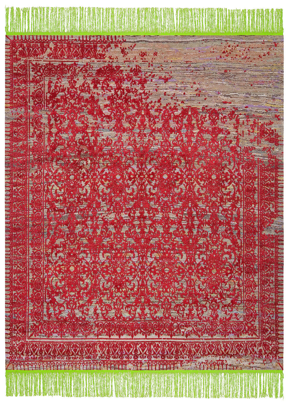 Tapete Ferrara Radi Rocked Verde Vermelho | Tamanho: 400 × 500 cm