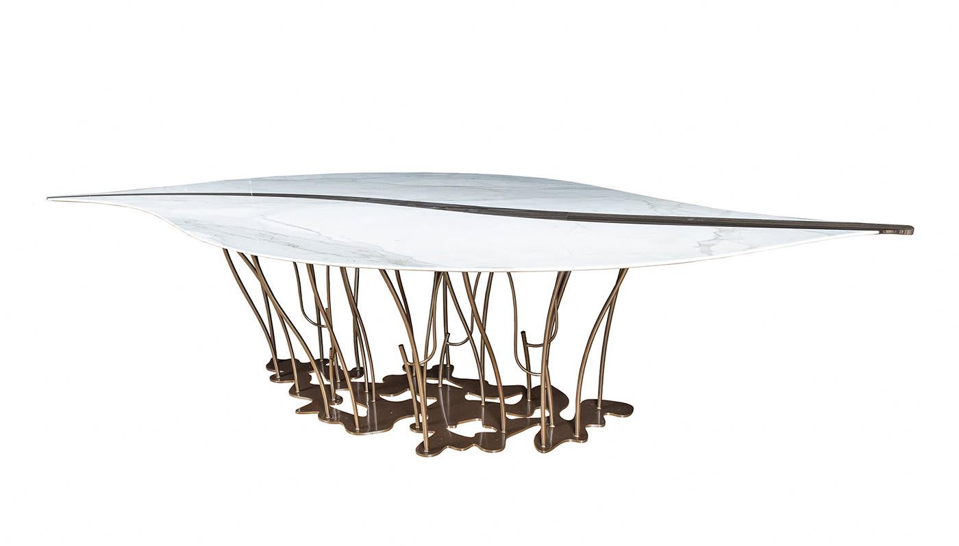 Mesa de Jantar Leaf com Tampo em Mármore