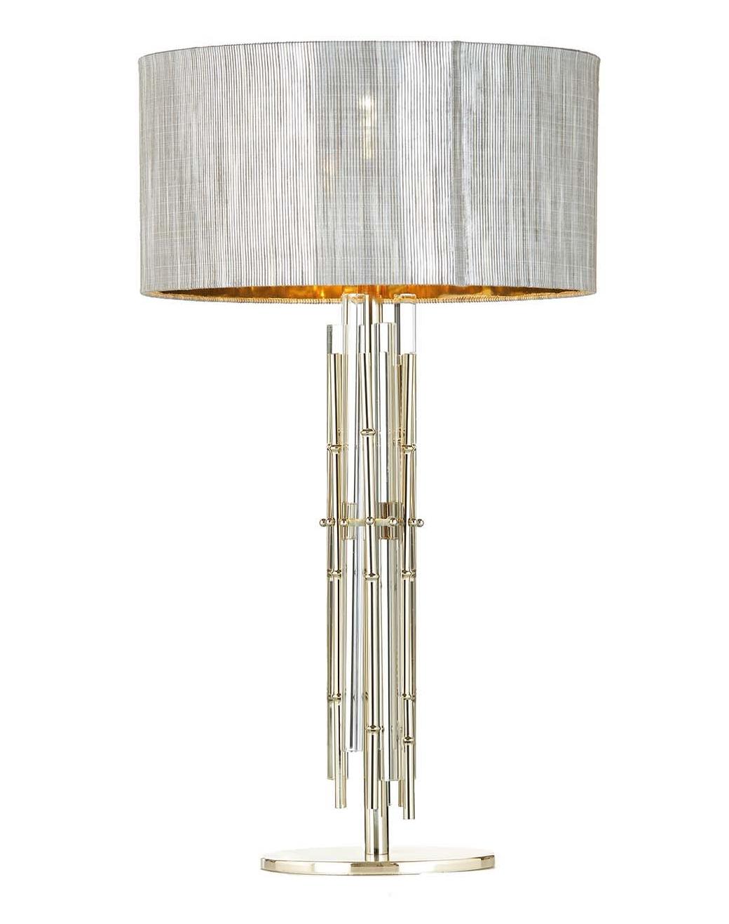 Candeeiro de Mesa Bamboo em Vidro e Ouro Suave