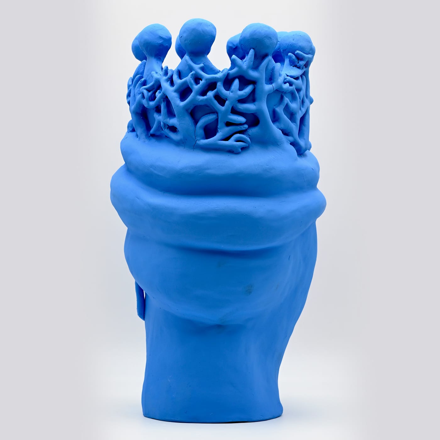 Escultura artesanal Moor's Head azul-clara