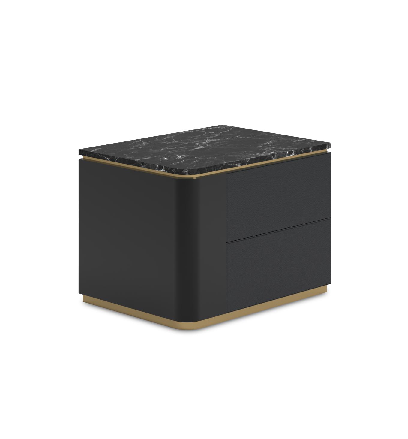 Mesa de Cabeceira Theo com Tampo em Mármore