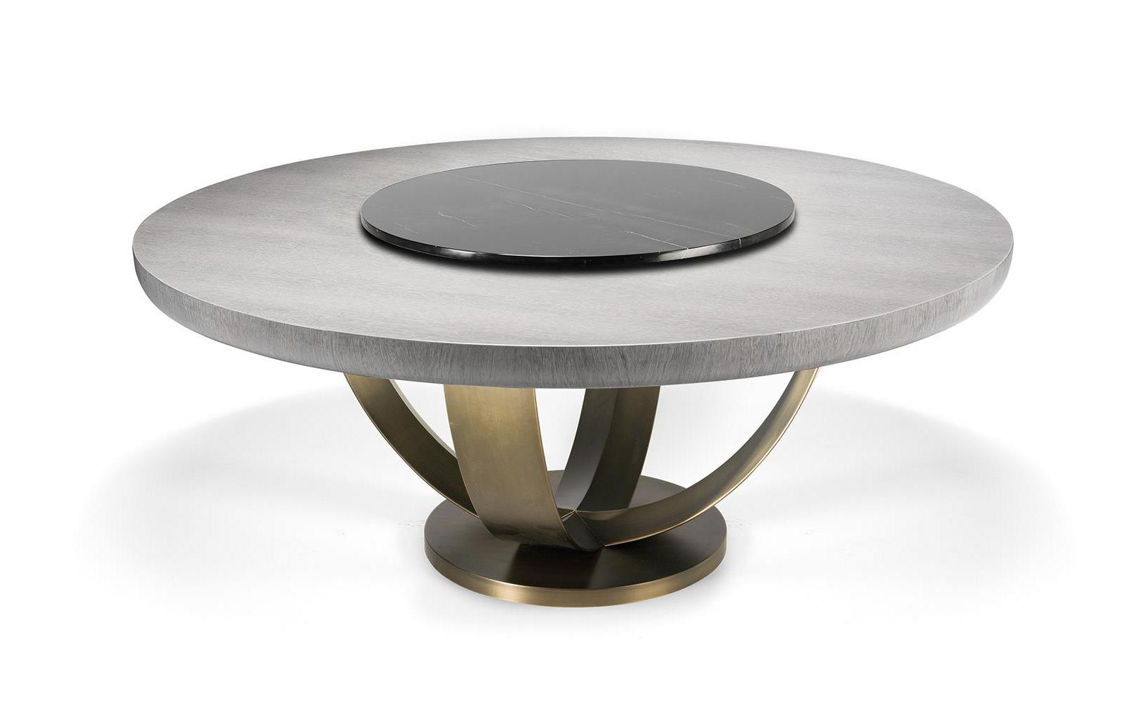 Mesa de Jantar Redonda com Base Bronze