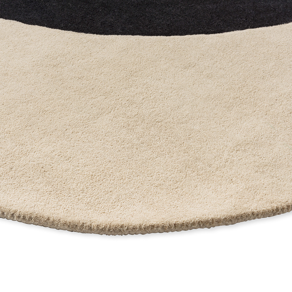 Tapete Designer Lã Flower Spot Cru/Preto | Tamanho: Ø 150 cm