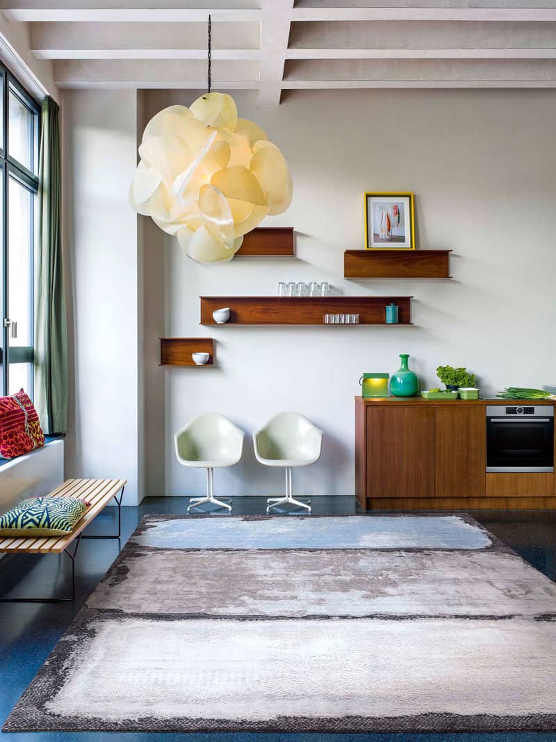 Tapete Light Blue Taupe Tecido à Mão