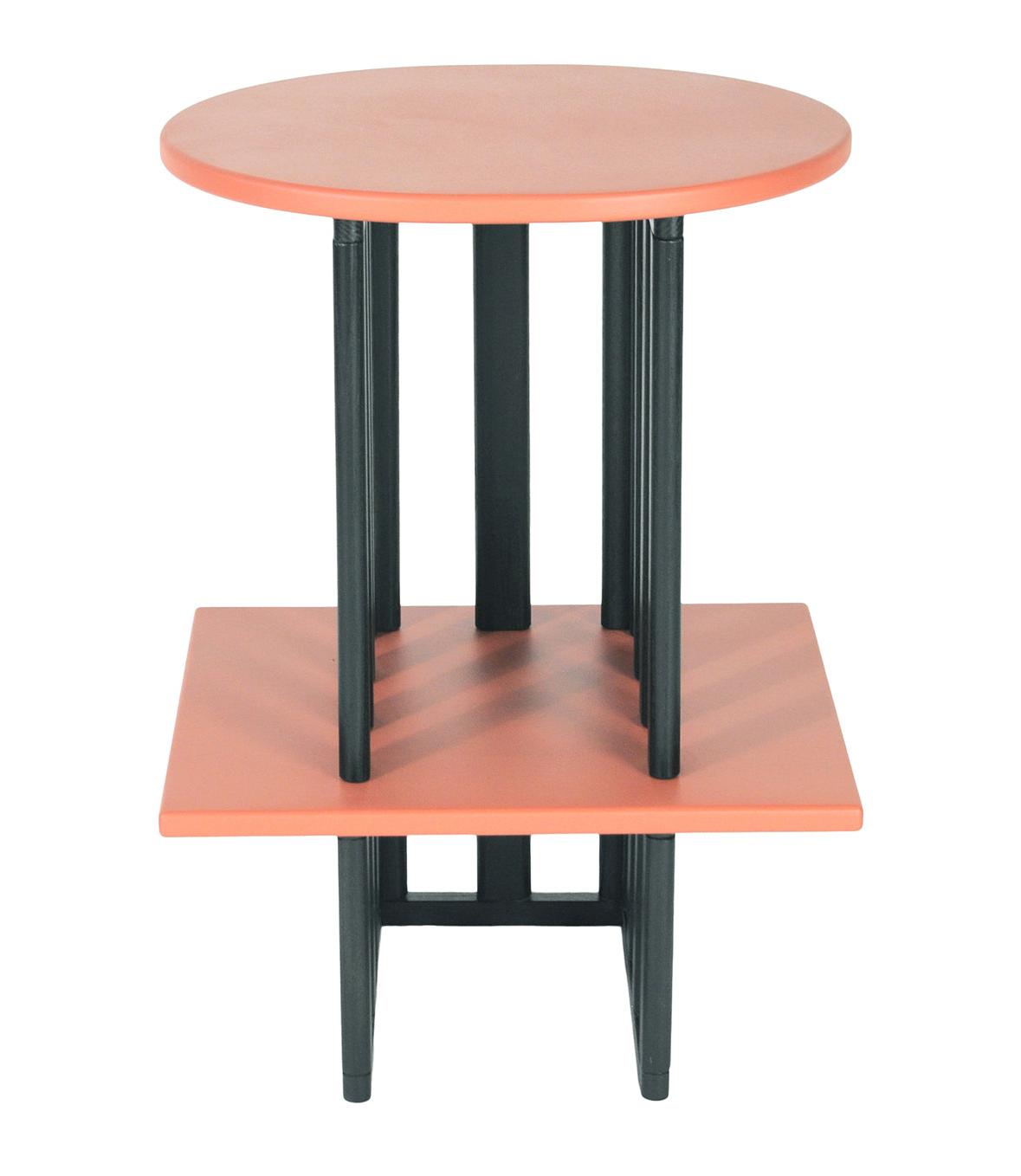 Mesa de Apoio Rosa e Preta em Madeira