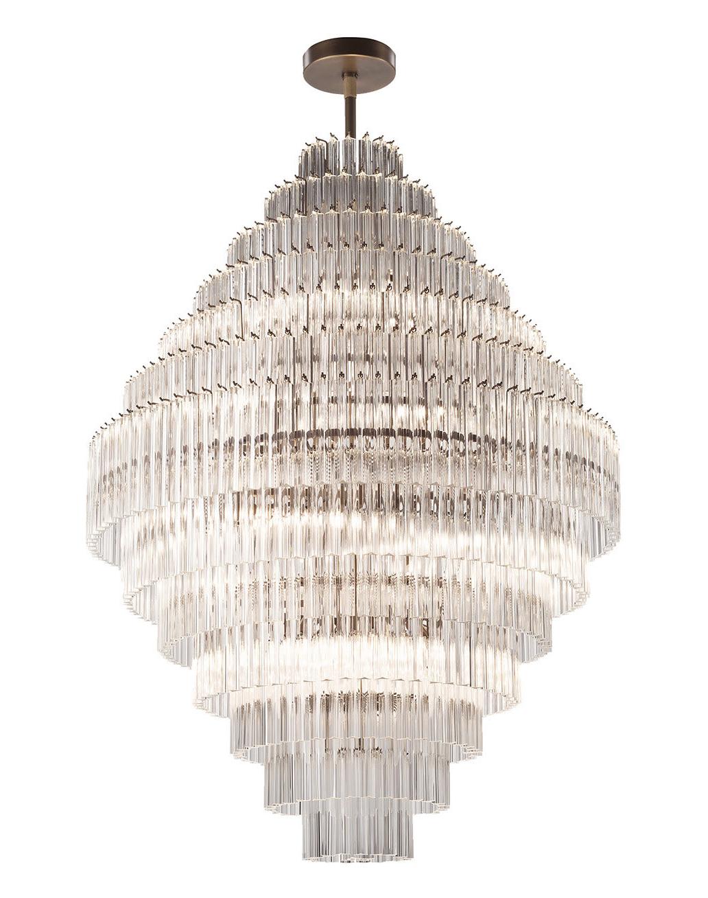 Lustre Brunito em Latão e Murano Triedro