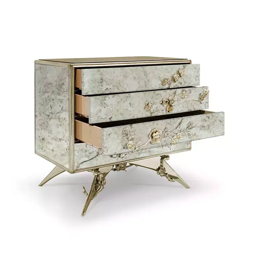 Mesa de Cabeceira Mirage Espelho Envelhecido