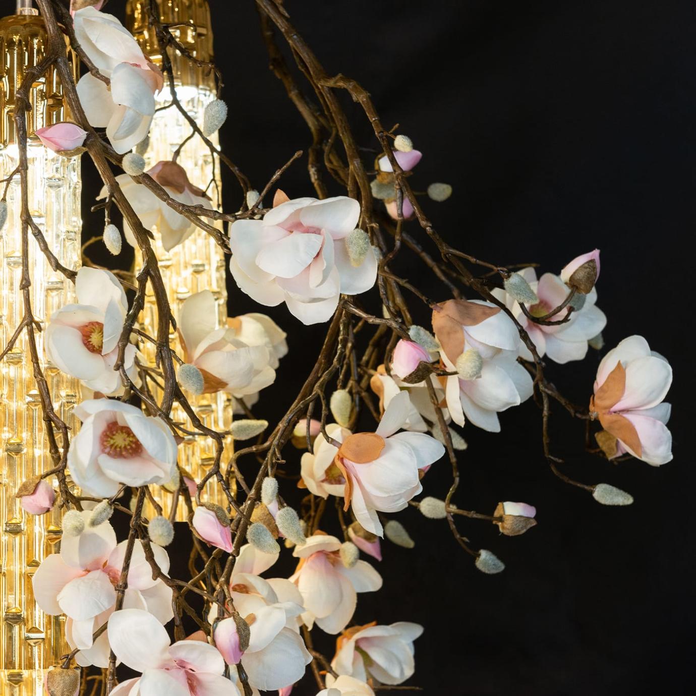 Lustre Magnolia Branco e Dourado