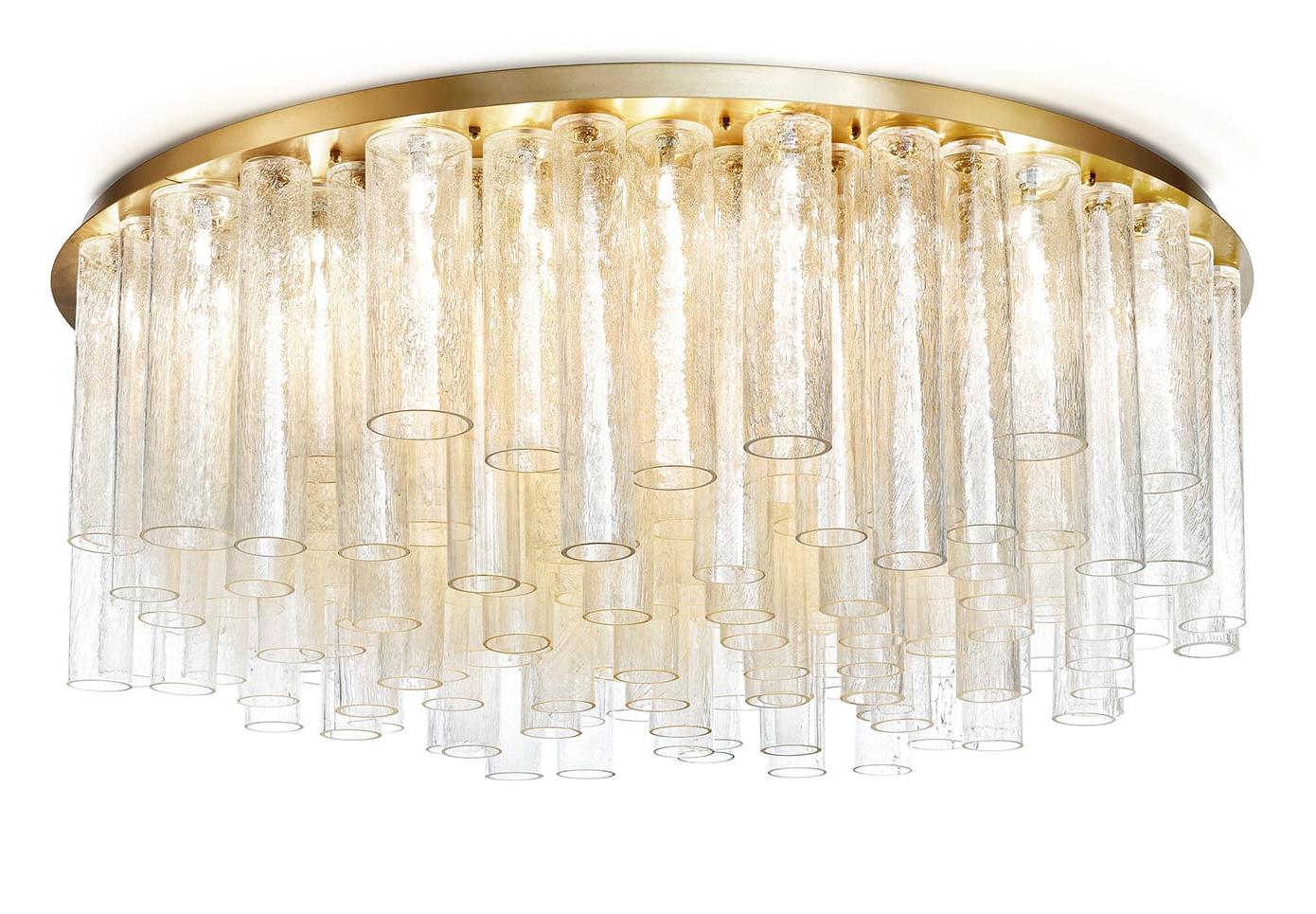 Lustre Cilíndrico em Murano Dourado