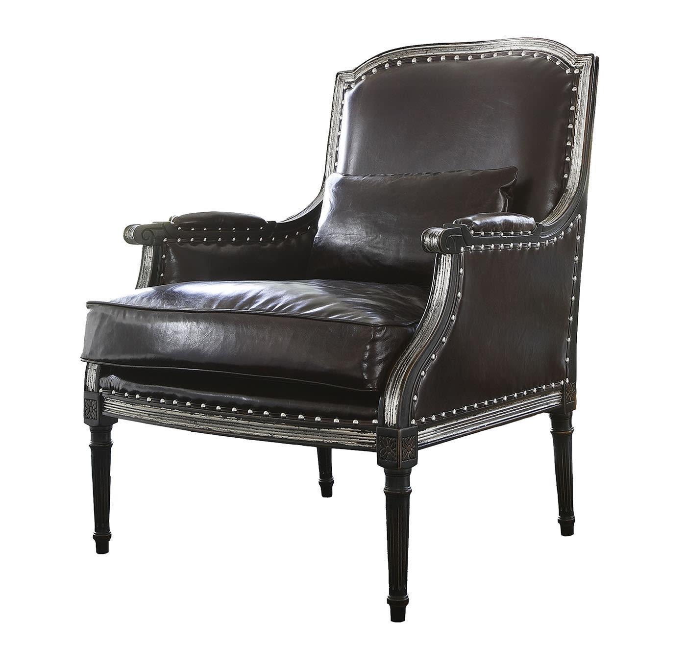 Cadeira de Braços em Couro Preto