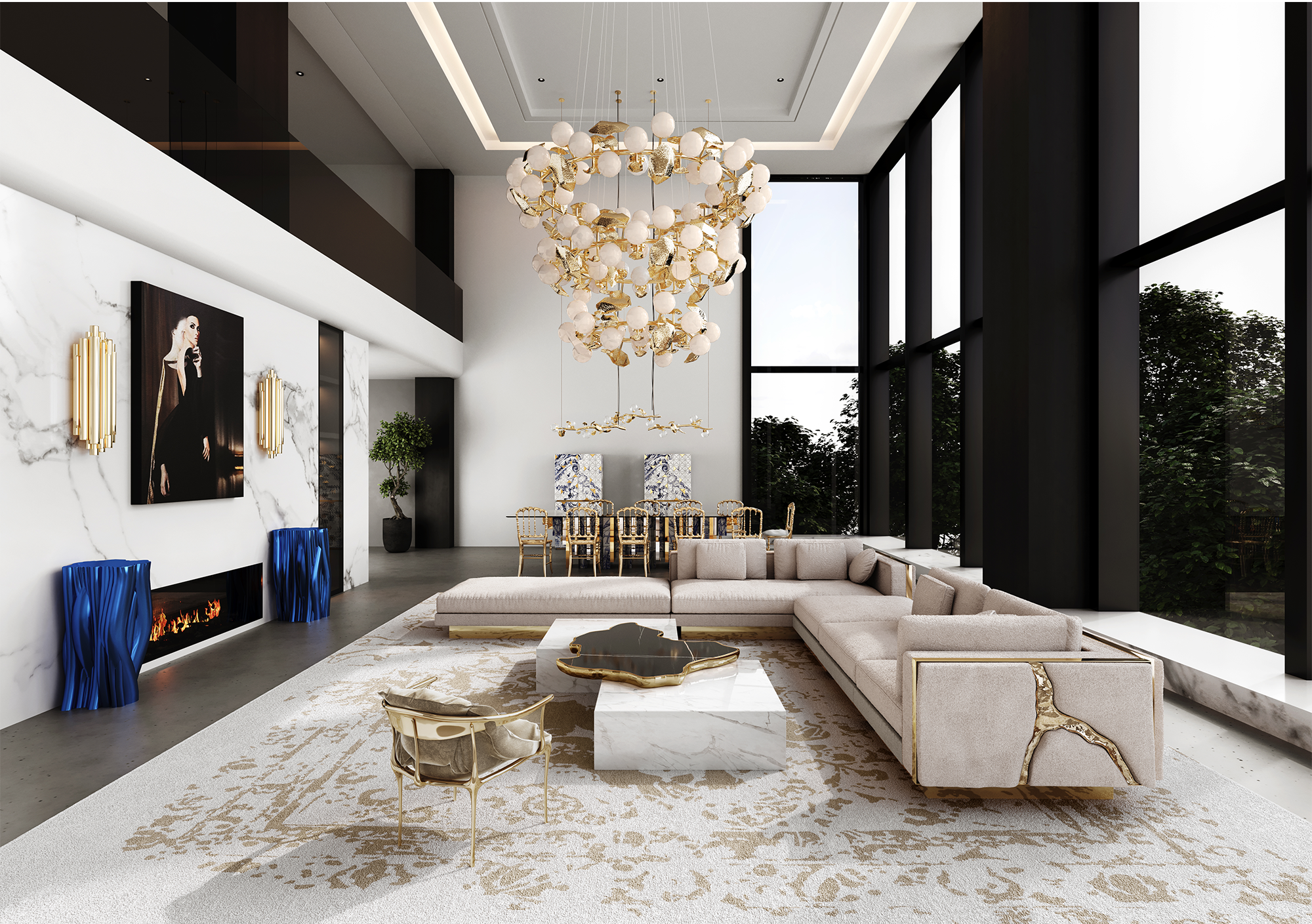 Candeeiro suspenso redondo III Athena