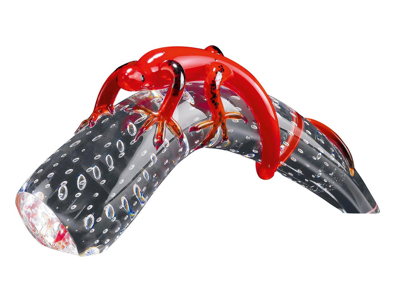 Figura Decorativa Chifre em Vidro com Gecko