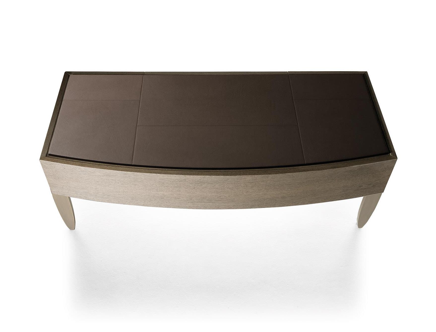 Secretária com Tampo em Pele e Pernas Metal Bronze