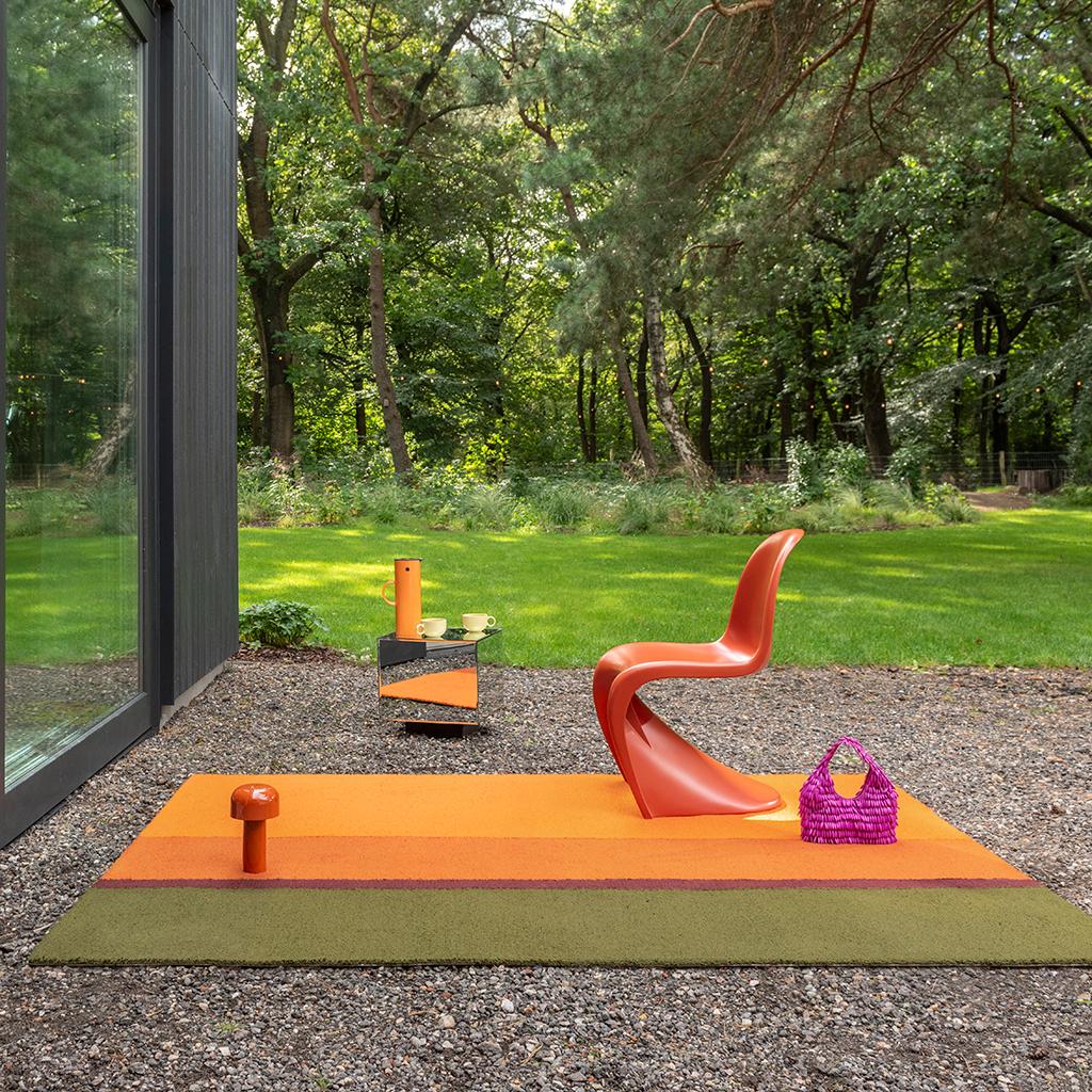 Tapete Exterior Festival Stripe Laranja/Verde