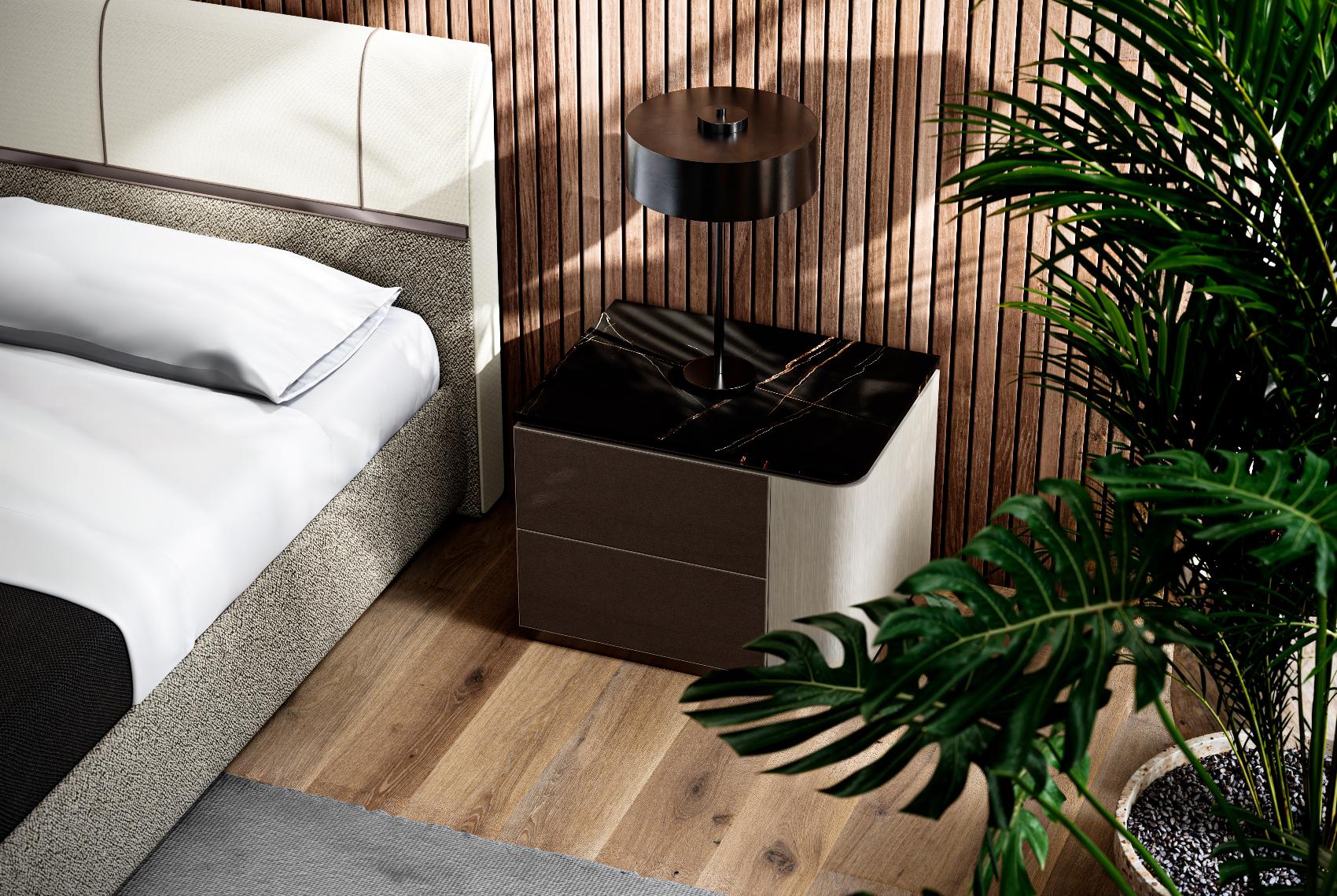 Mesa de Cabeceira Theo com Tampo em Mármore