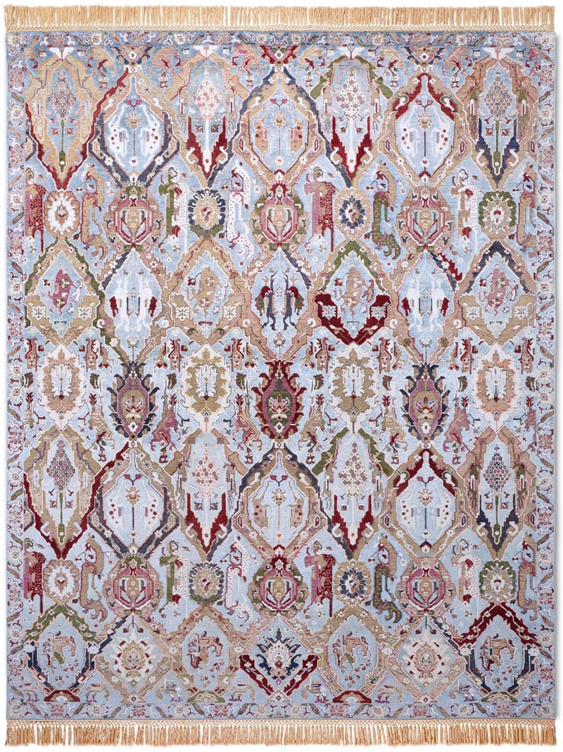 Tapete KavaBagh Azul Feito à Mão Luxury