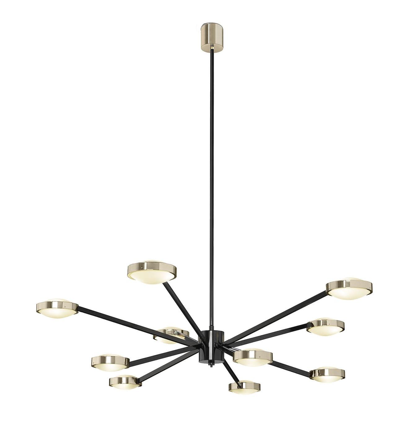 Grande Lustre Art Déco em Preto e Latão Polido