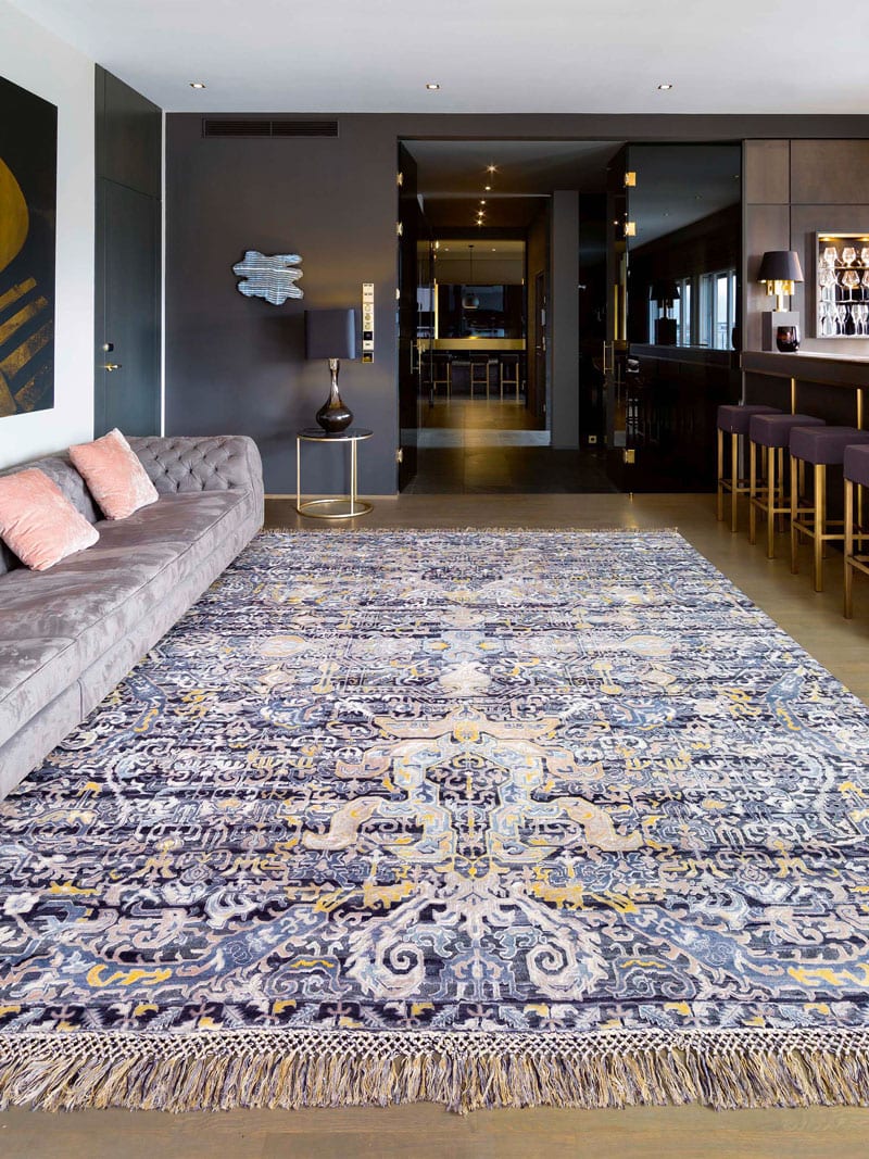 Tapete Azerbaijan Prateado Luxury Feito à Mão