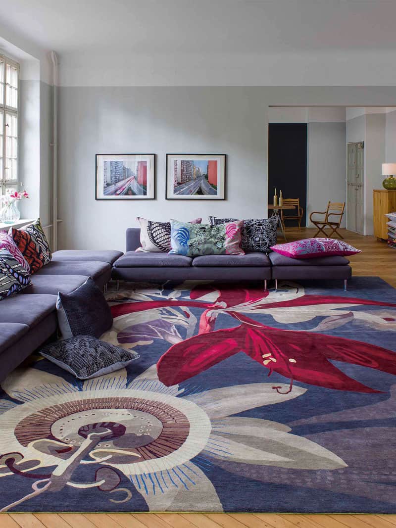 Tapete Red Flower Tecido à Mão