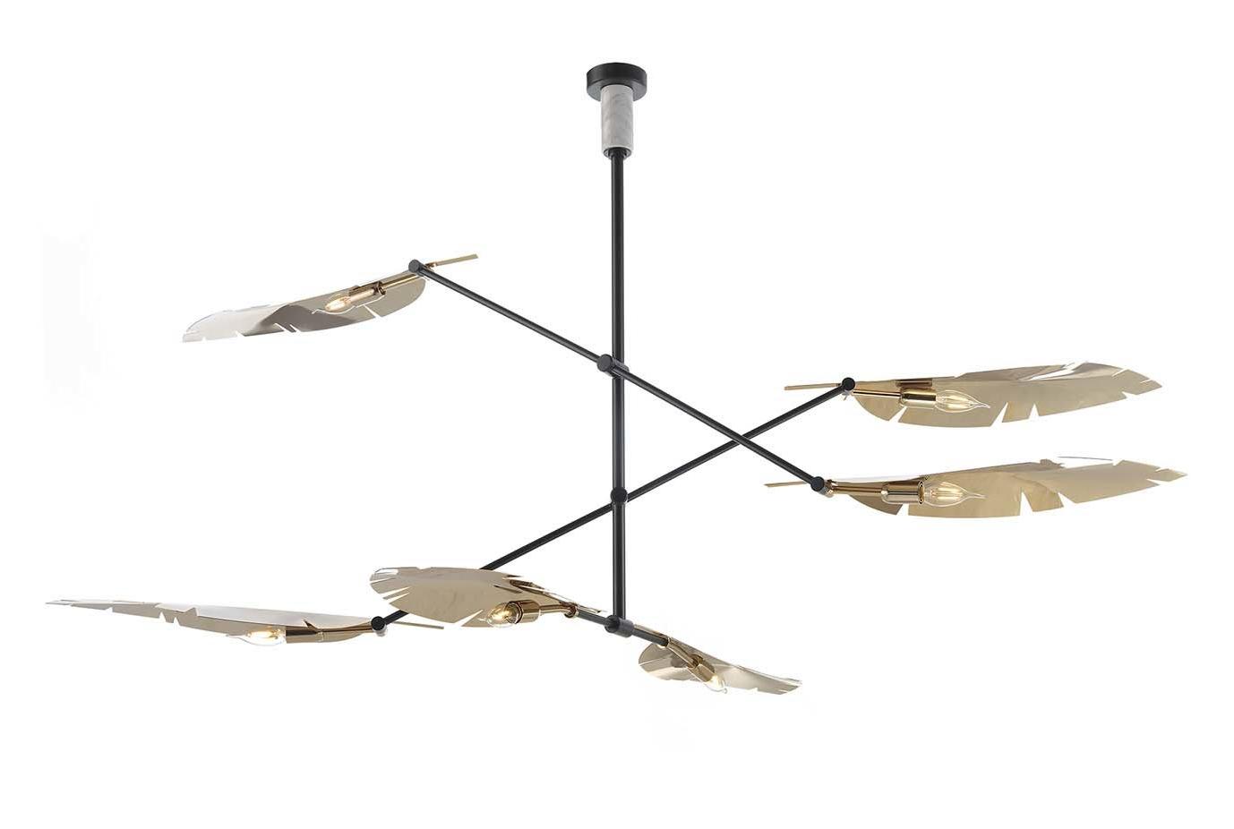 Lustre Leaf em Ouro Suave e Preto com Mármore Carrara