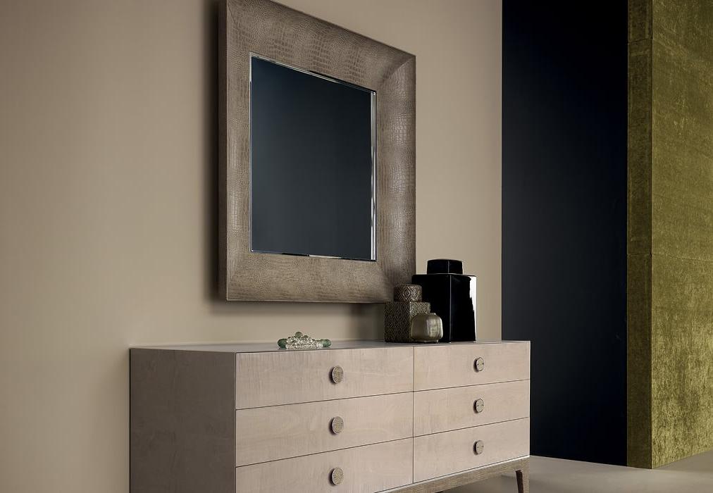 Espelho de parede moldura couro