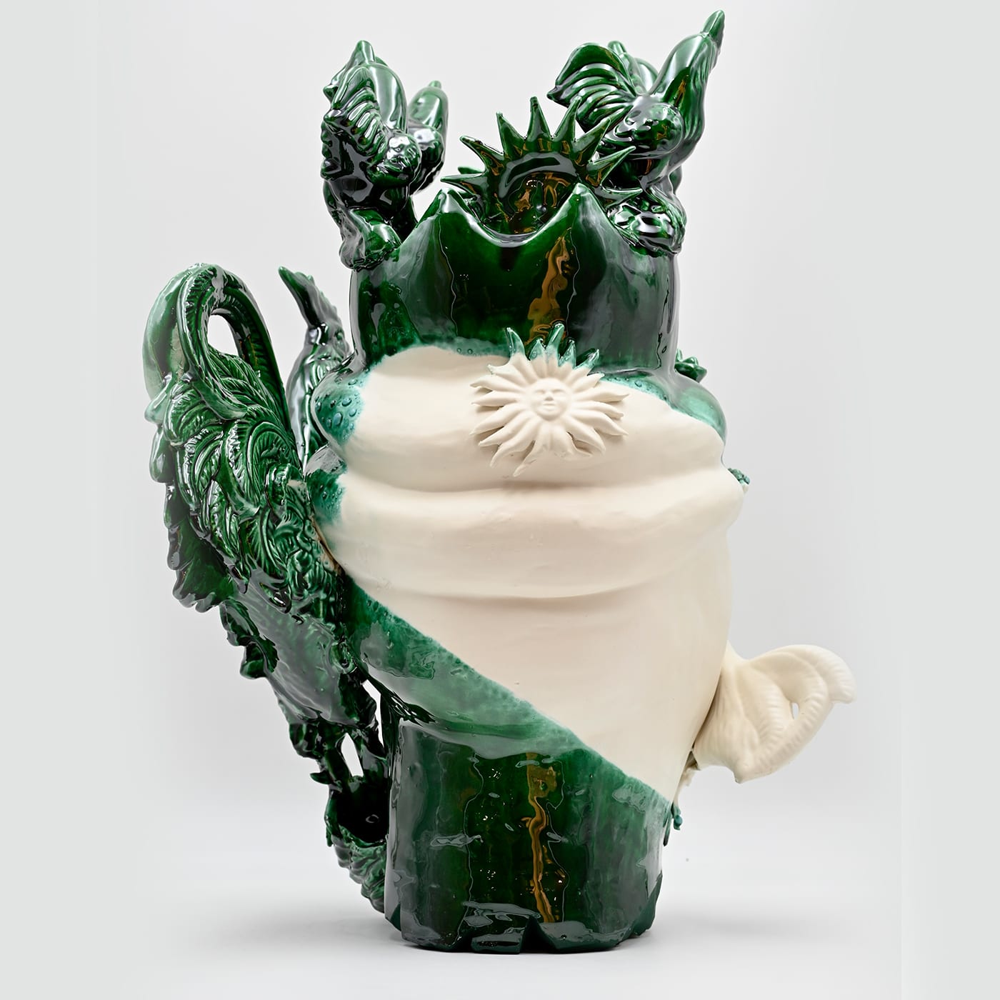 Escultura única Moor's Head verde e branca