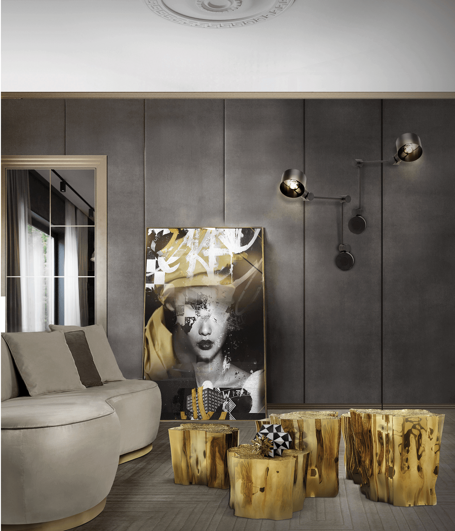 Mesa de Centro Acabamento Nogueira Série Paradise